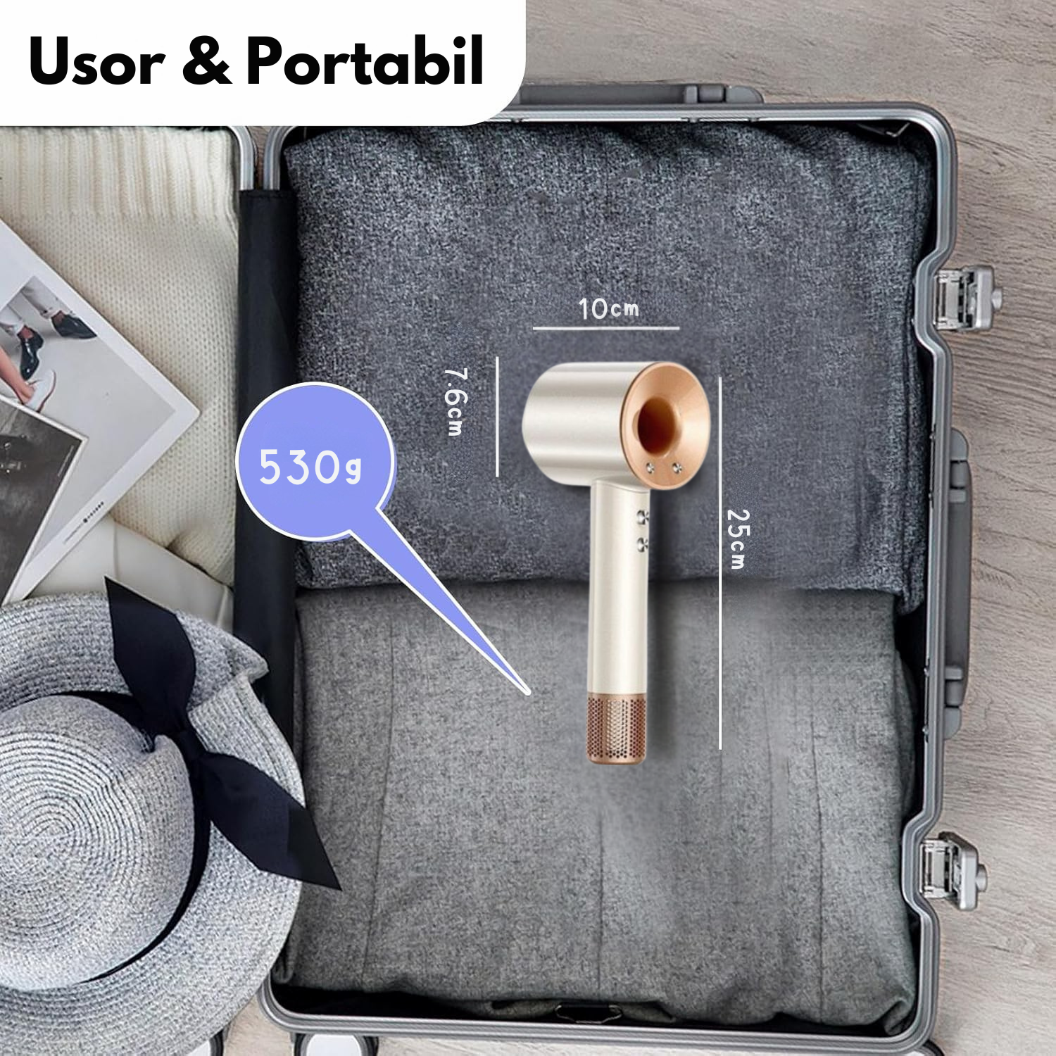 Set Uscator de Par Profesional, feon, Invincio Ionic, 5 Accesorii par, 3 Duze si 2 Difuzoare, Motor Puternic, 150.000 RPM, Ioni Negativi, 3 Nivele Caldura, 2 Trepte Viteza, Uscare Rapida 2-6 Min, Ideal pentru Acasa, Calatorii si Salon, Alb Ceramic