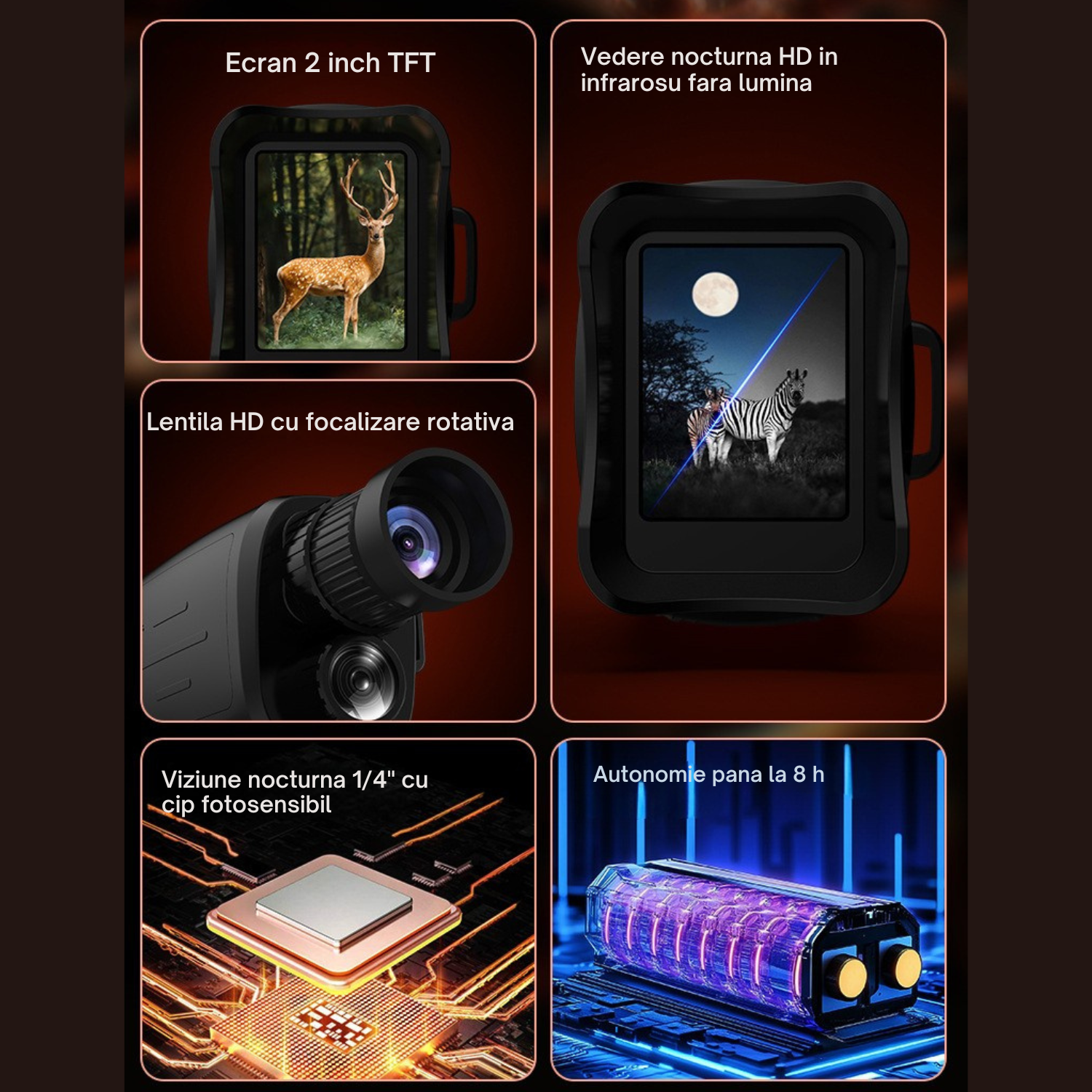 Monoclu digital infraroșu Invincio Explore, rezolutie FullHD, zoom 16x, negru, 120x150x60mm