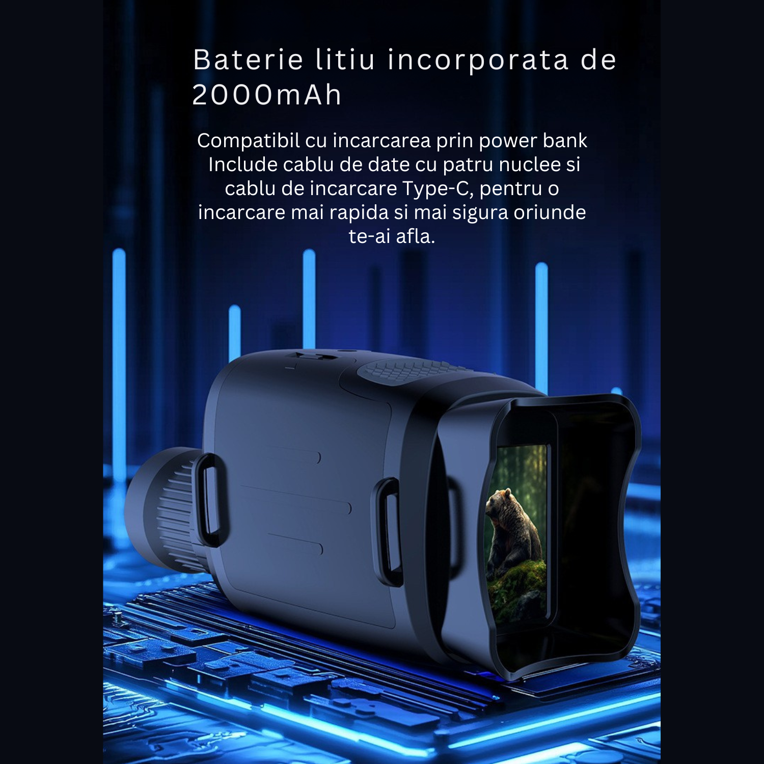 Monoclu digital infraroșu Invincio Explore, rezolutie FullHD, zoom 16x, negru, 120x150x60mm