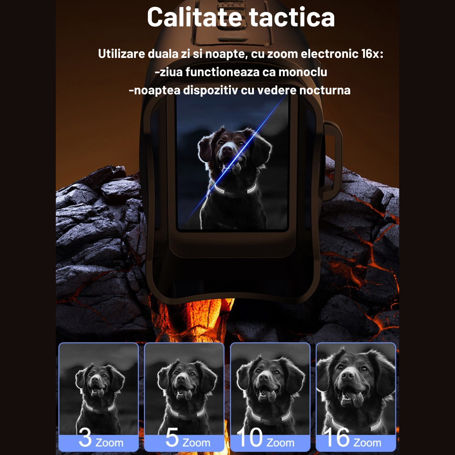 Monoclu digital infraroșu Invincio Explore, rezolutie FullHD, zoom 16x, negru, 120x150x60mm