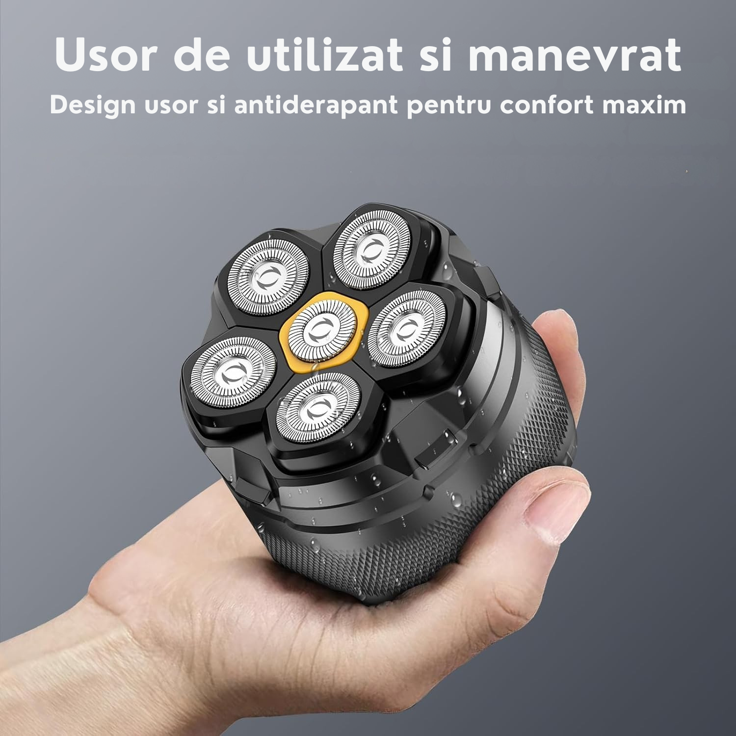 Aparat de ras electric Invincio Edge fata si cap, pentru barbati, ergonomic 6D, utilizare uscata sau umeda sub dus, cap magnetic, rezistent la apa, 2 viteze, autonomie 180 min, incarcare USB, diplay LED, baterie litiu reincarcabila, negru