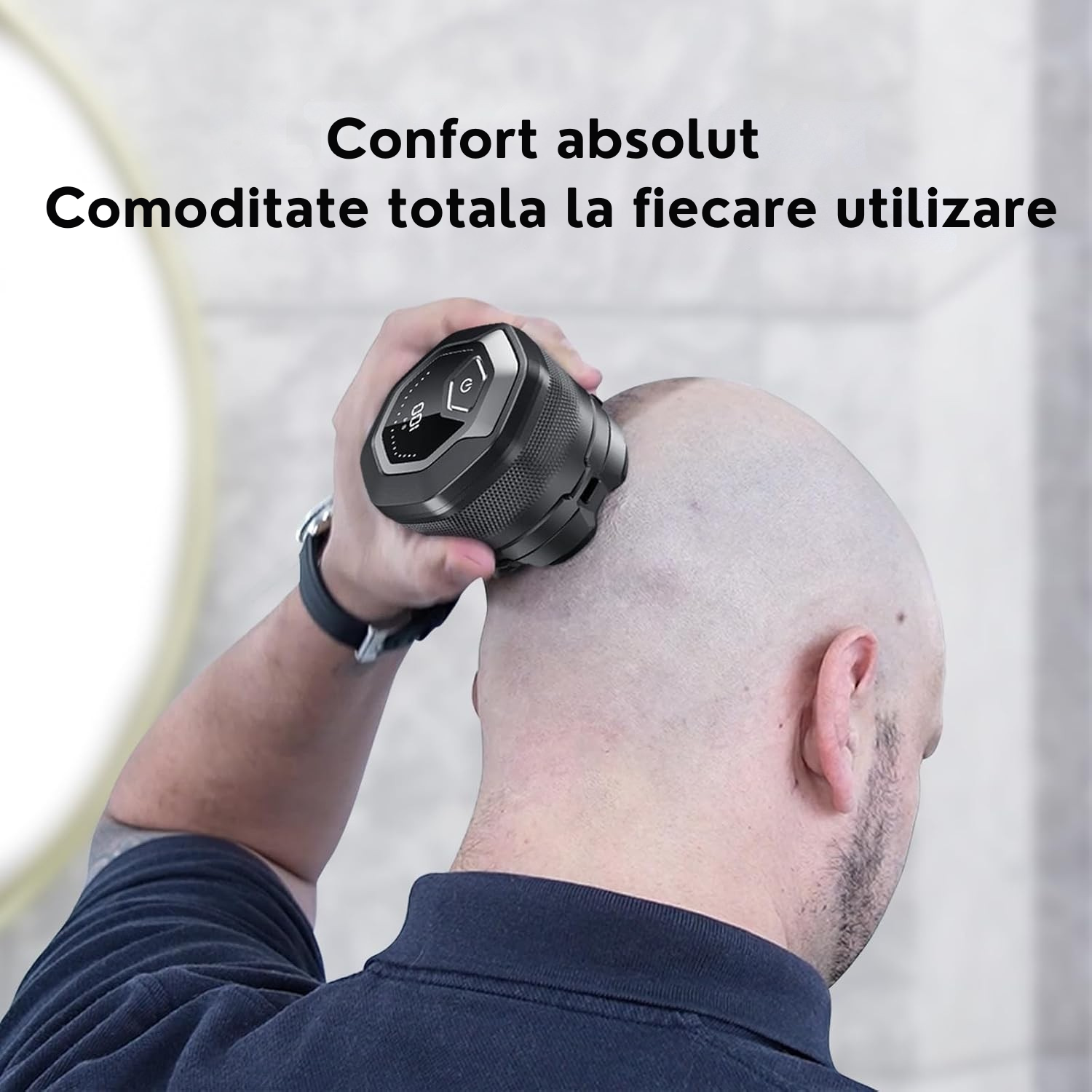 Aparat de ras electric Invincio Edge fata si cap, pentru barbati, ergonomic 6D, utilizare uscata sau umeda sub dus, cap magnetic, rezistent la apa, 2 viteze, autonomie 180 min, incarcare USB, diplay LED, baterie litiu reincarcabila, negru