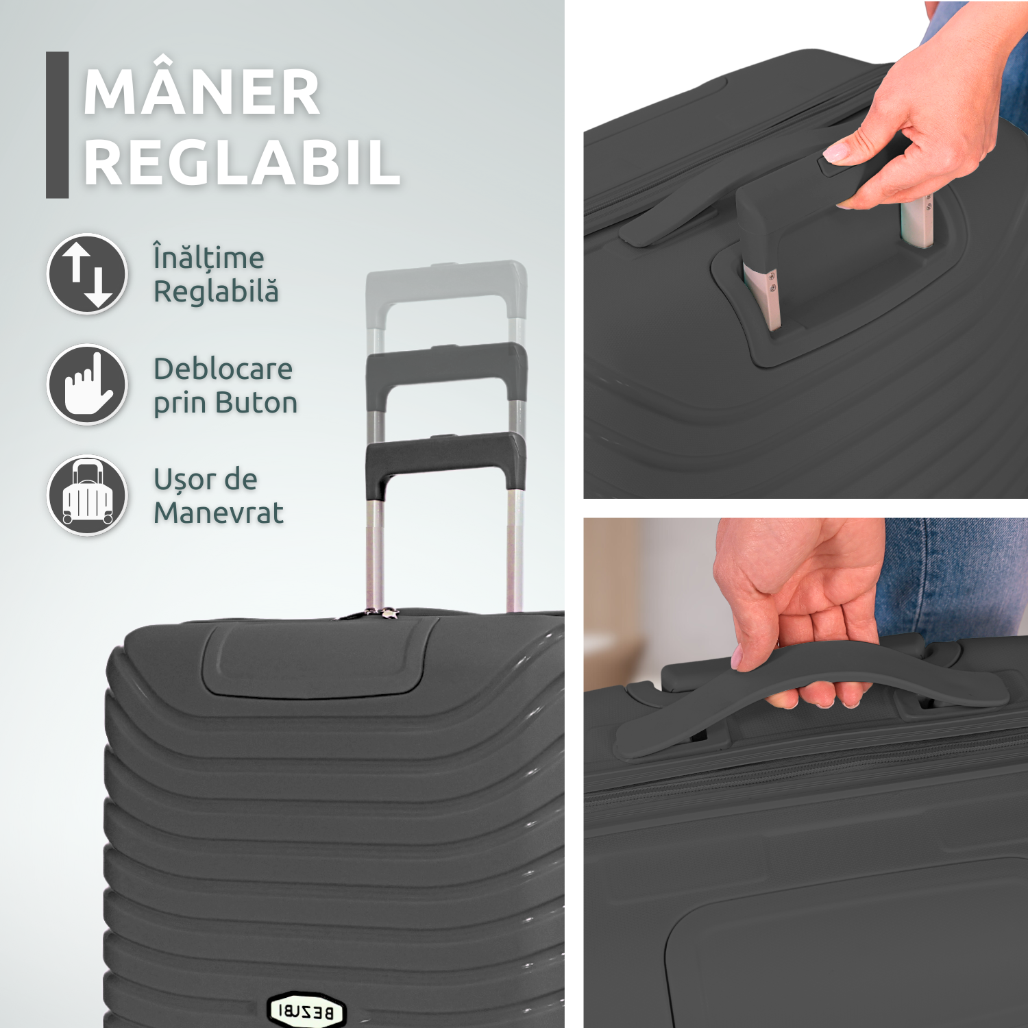 Set complet 3 trolere pentru vacanta, Gri