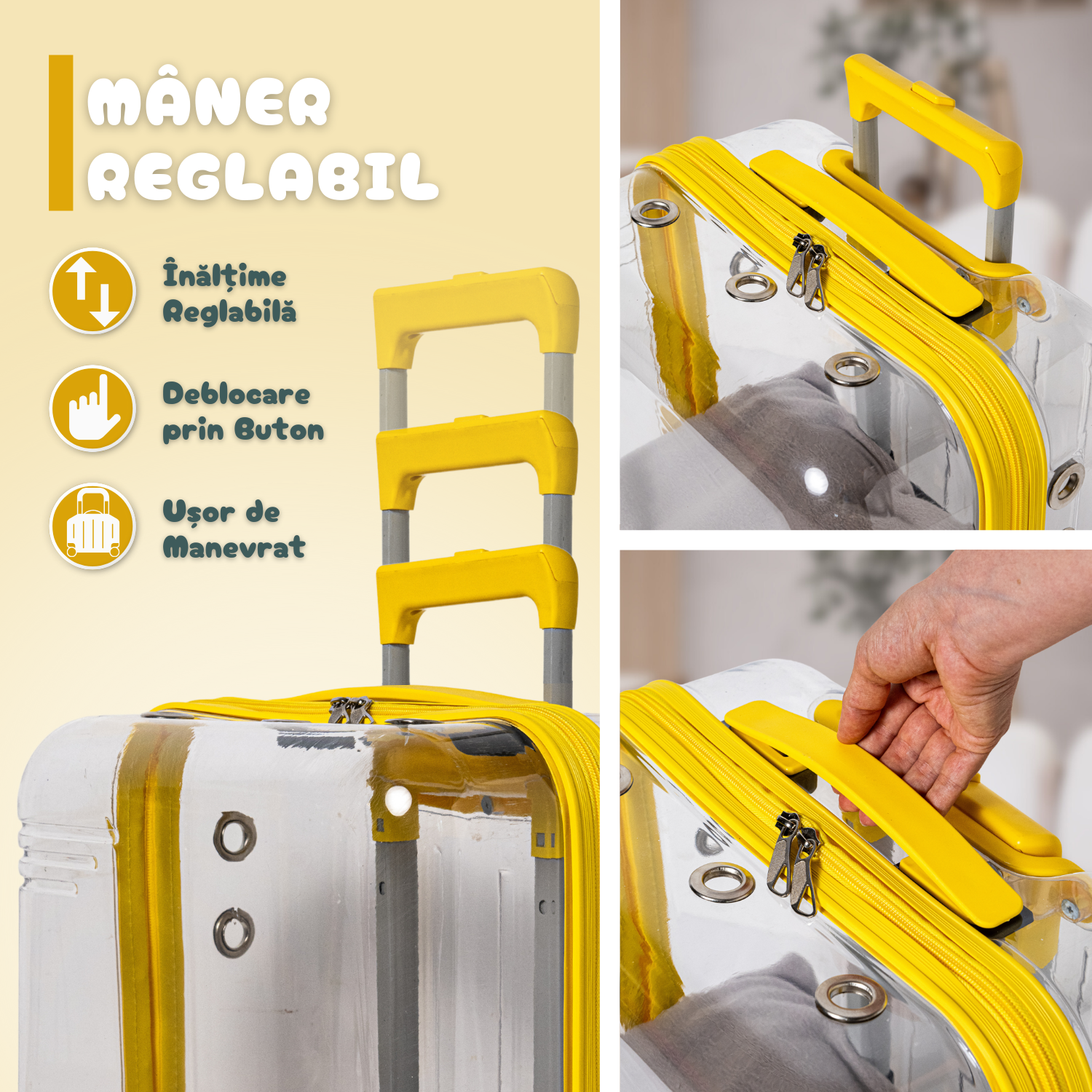 Troler Transport Bezubi Pet, pentru Animale de Companie, Galben