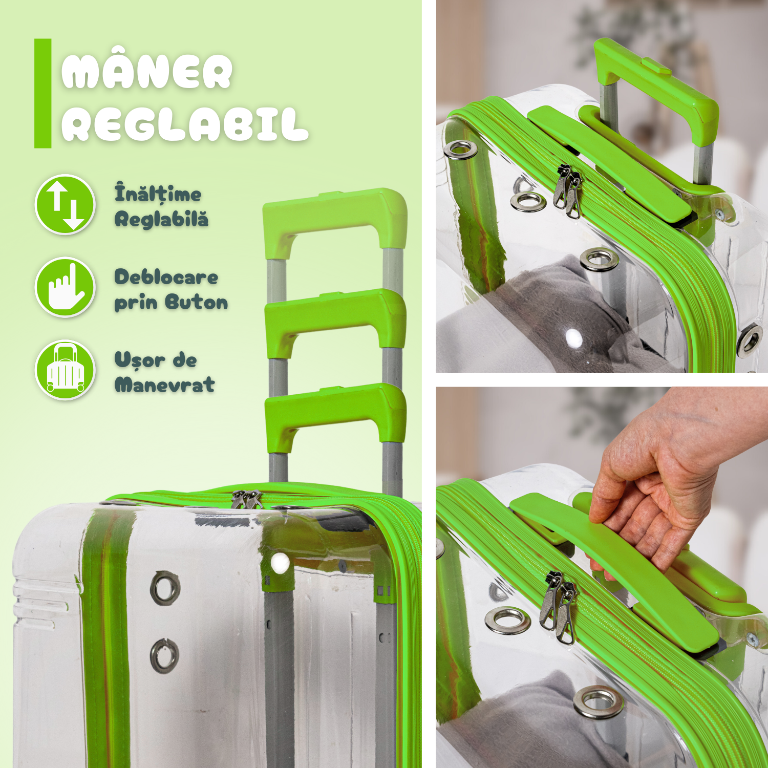 Troler Transport Bezubi Pet, pentru Animale de Companie, Verde