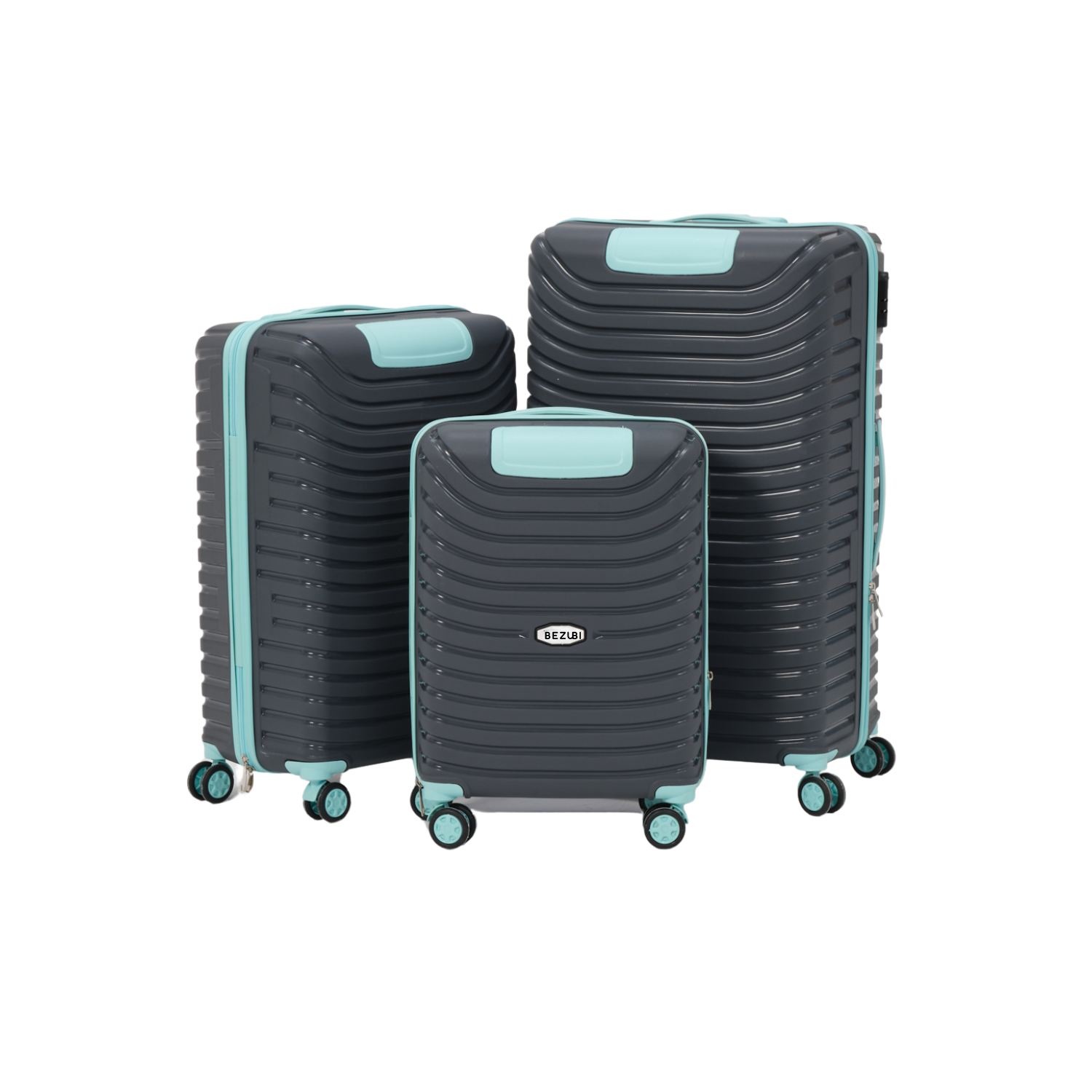 Set complet 3 trolere pentru vacanta, Gri turcoaz