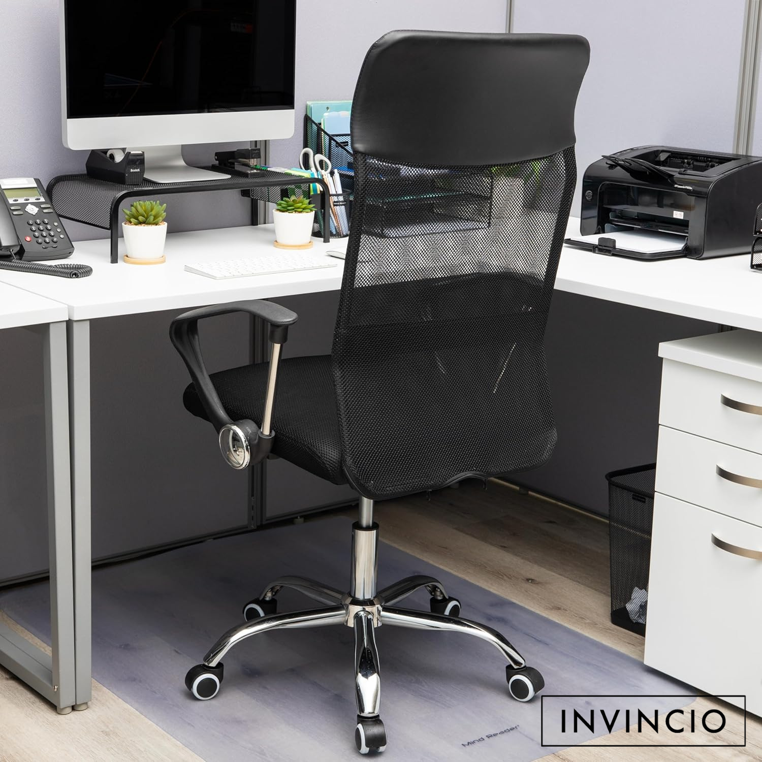 Invincio SmartFit 2 – Scaun ergonomic cu spatar mesh si tetiera, negru