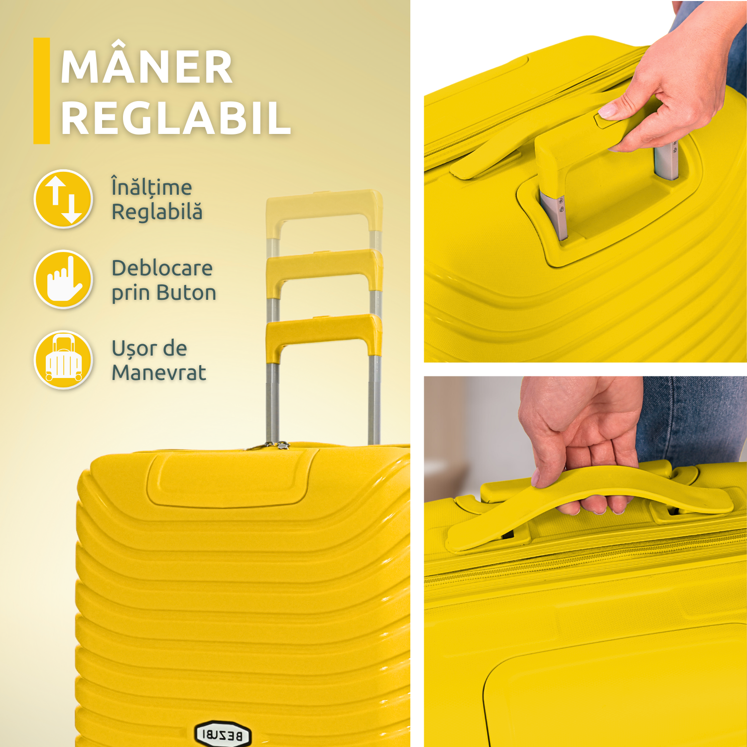 Set complet 3 trolere pentru vacanta, Galben