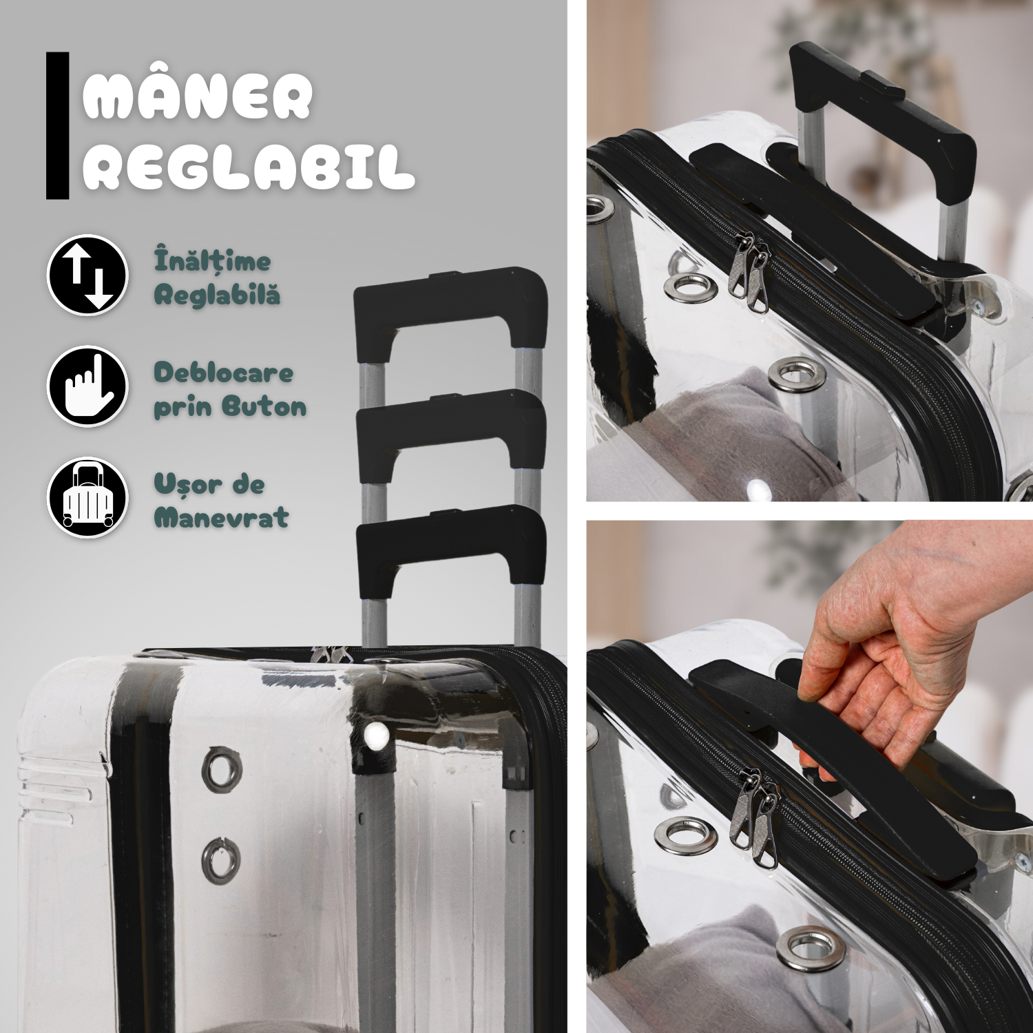 Troler Transport Bezubi Pet, pentru Animale de Companie, Negru