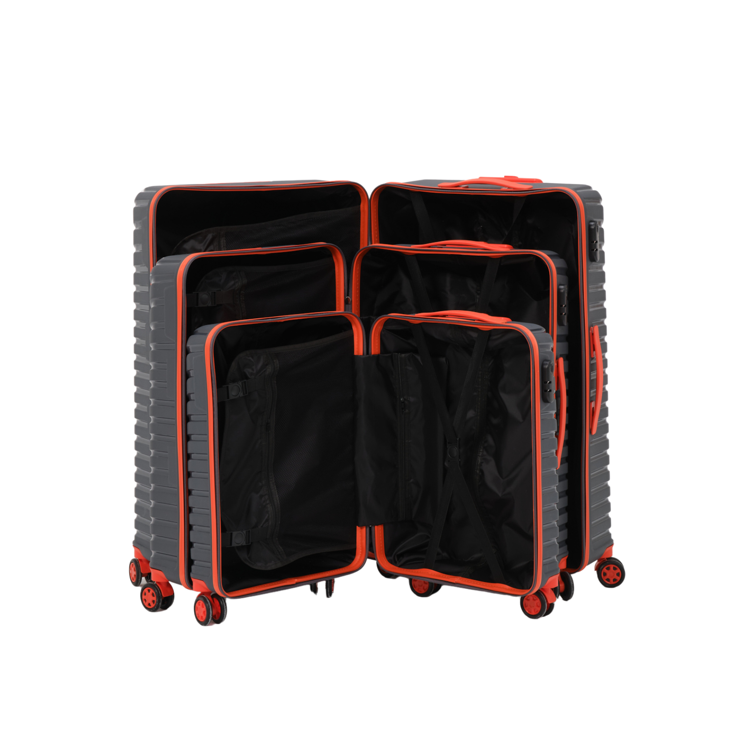 Set complet 3 trolere pentru vacanta, Gri portocaliu