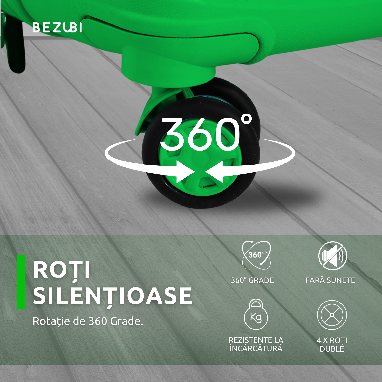 Set complet 3 trolere pentru vacanta, Verde