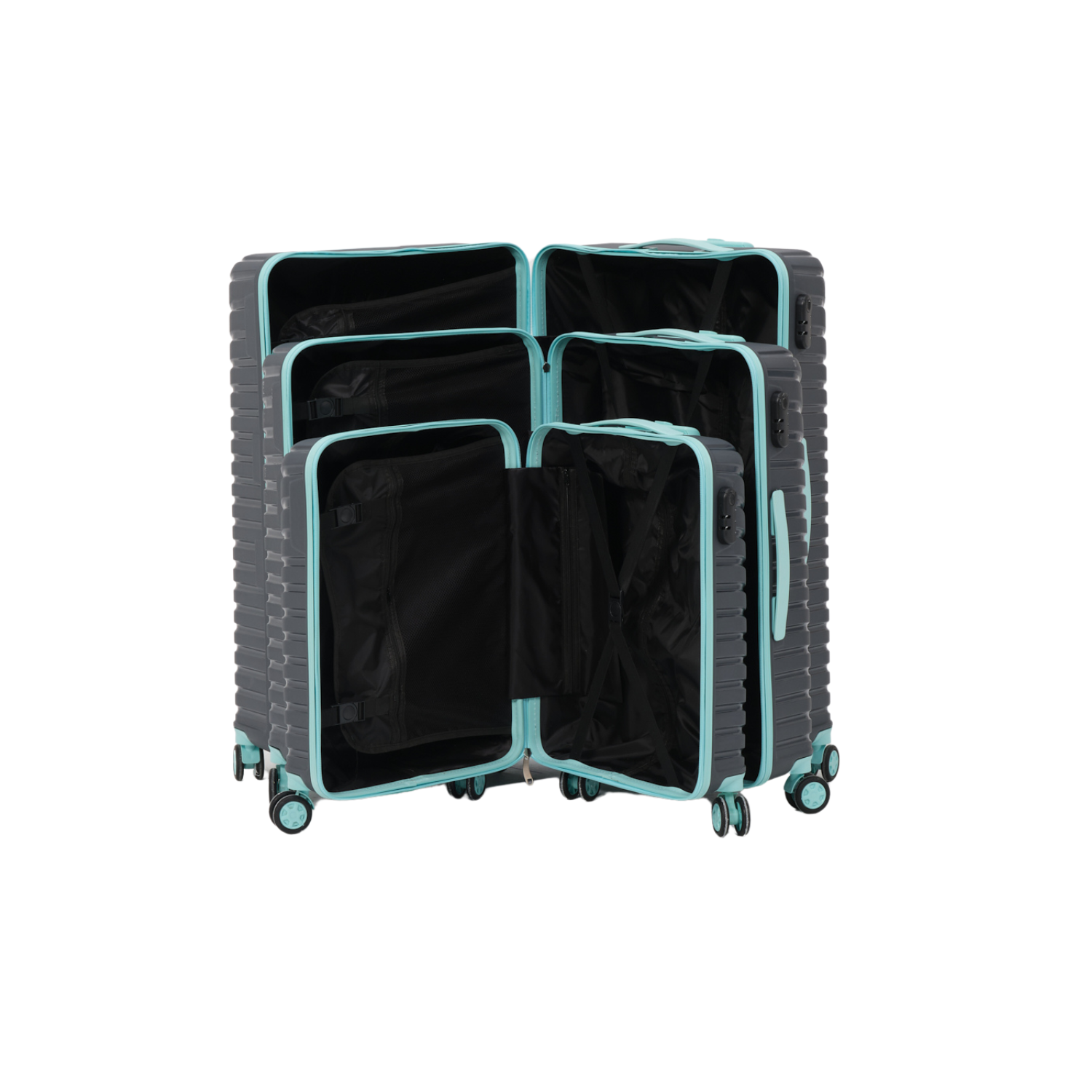 Set complet 3 trolere pentru vacanta, Gri turcoaz