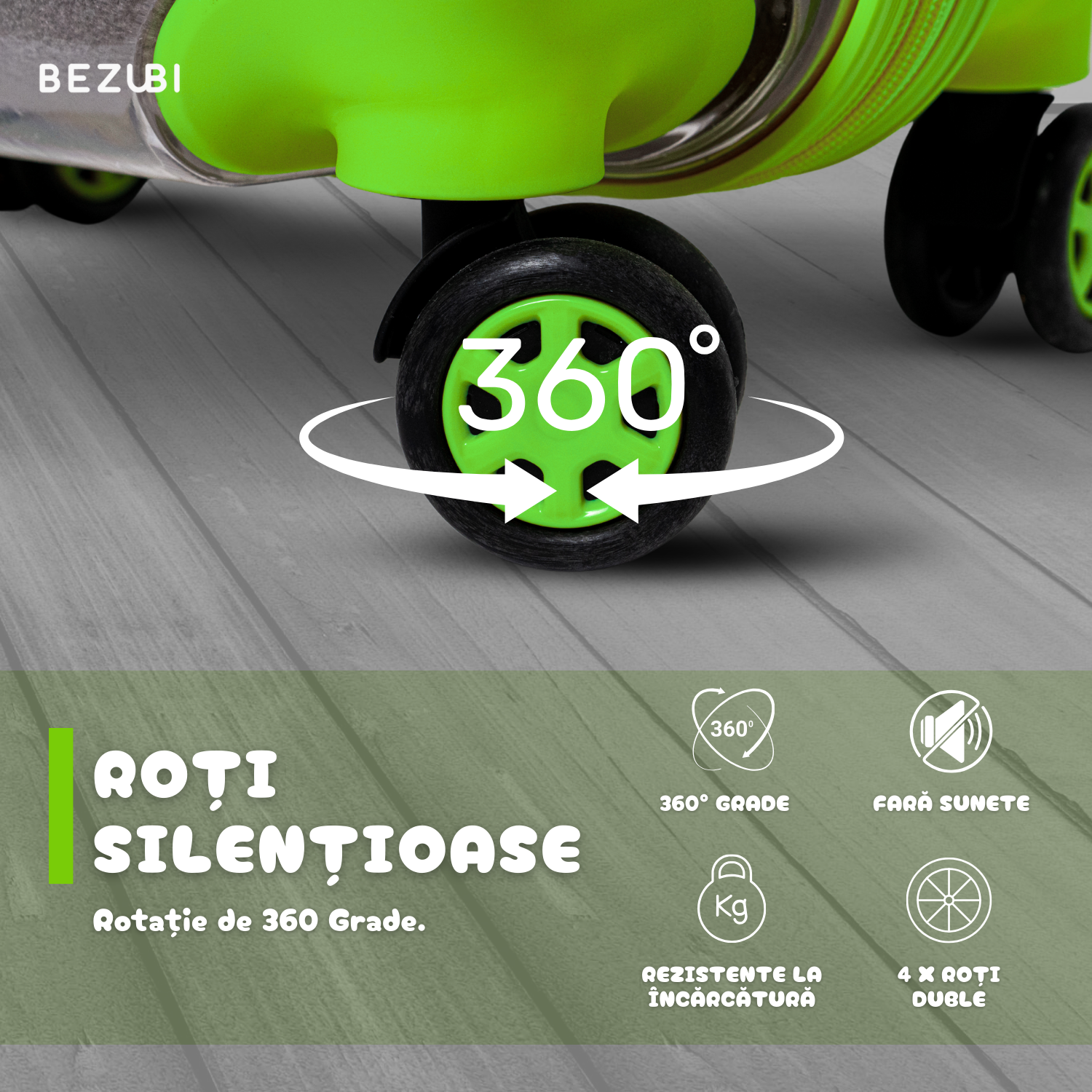 Troler Transport Bezubi Pet, pentru Animale de Companie, Verde