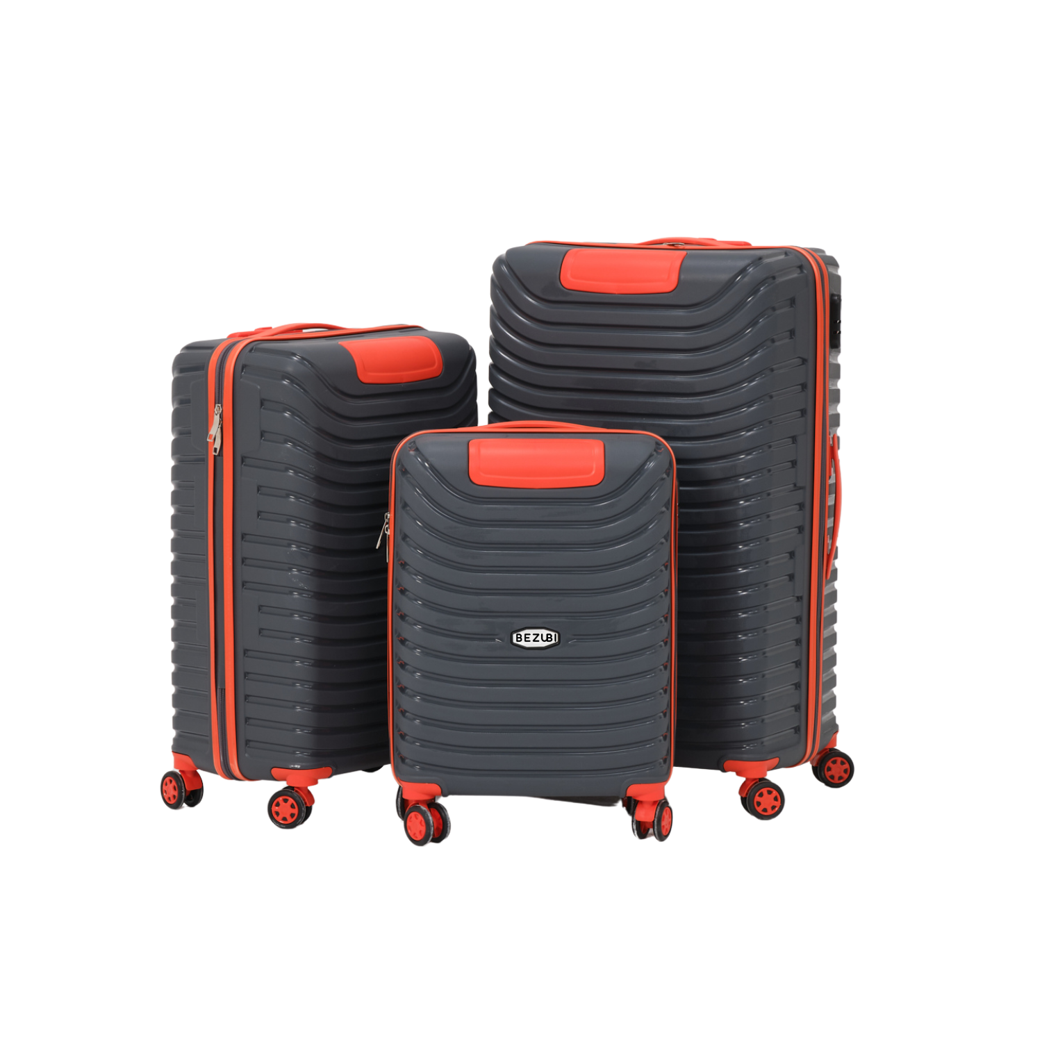 Set complet 3 trolere pentru vacanta, Gri portocaliu