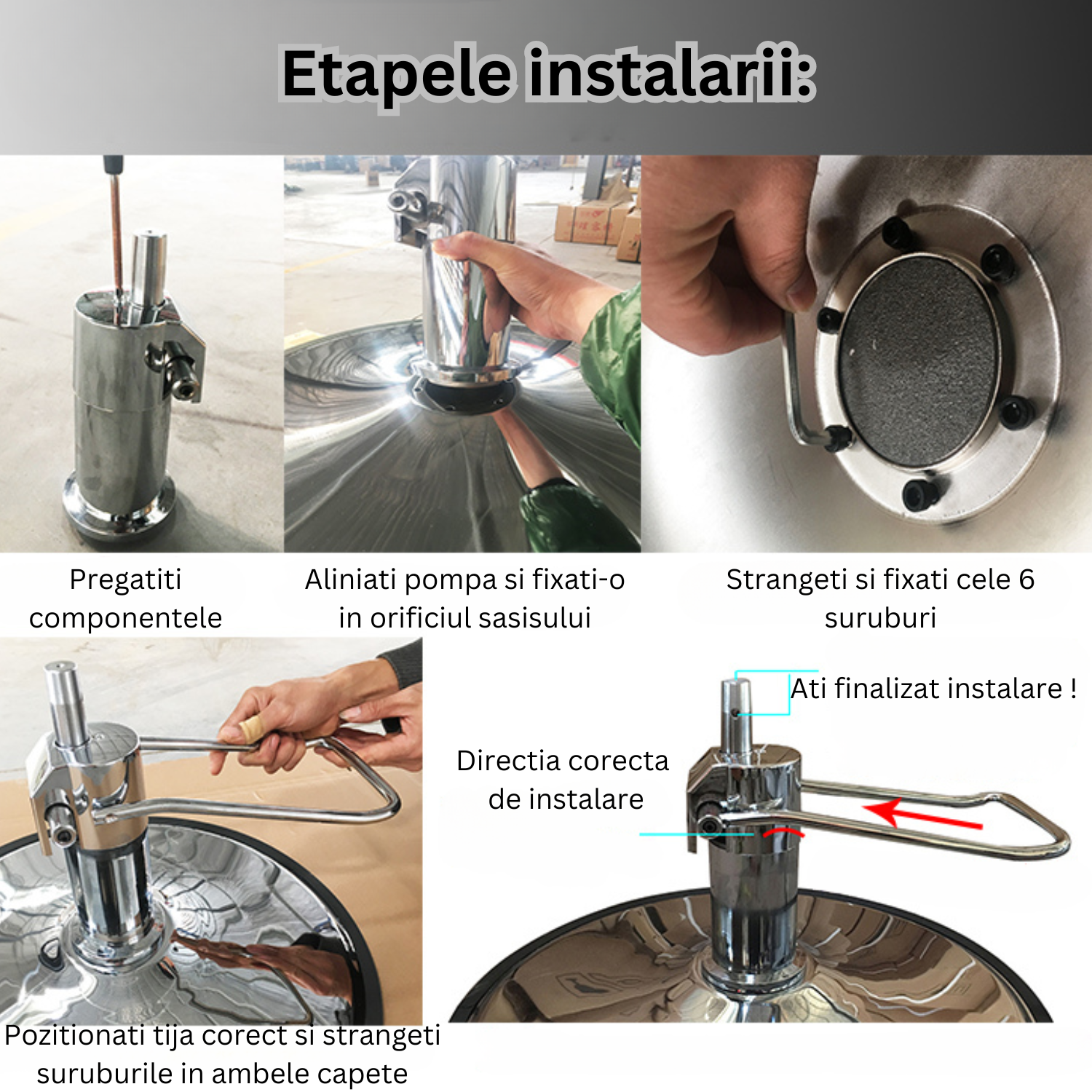 Scaun profesional Invincio EasyWay, design ergonomic, pentru salone de coafor, frizerie, tatuaj, piston hidraulic, rotire la 360 de grade, piele ecologica, inaltime reglabila, negru argintiu