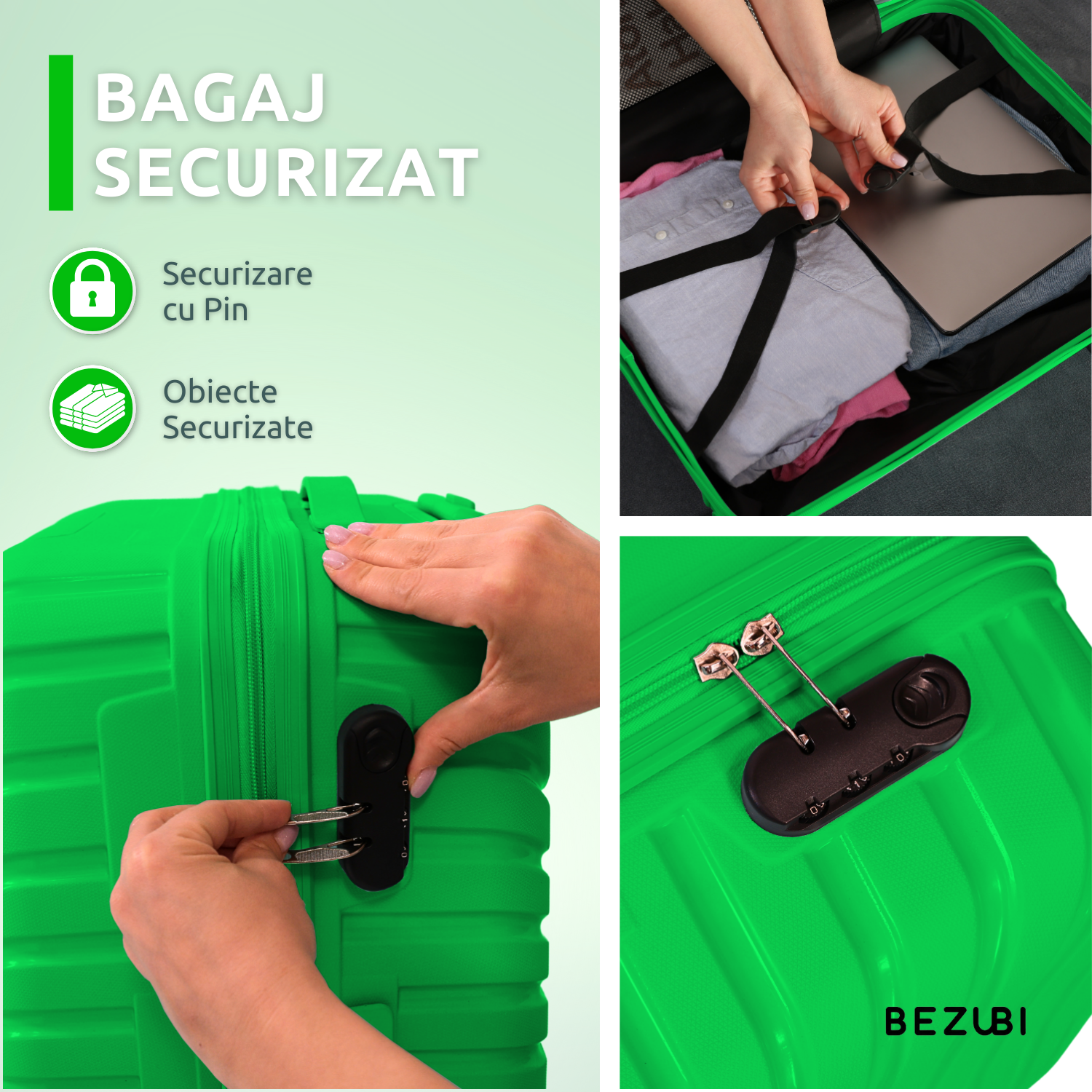 Set complet 3 trolere pentru vacanta, Verde