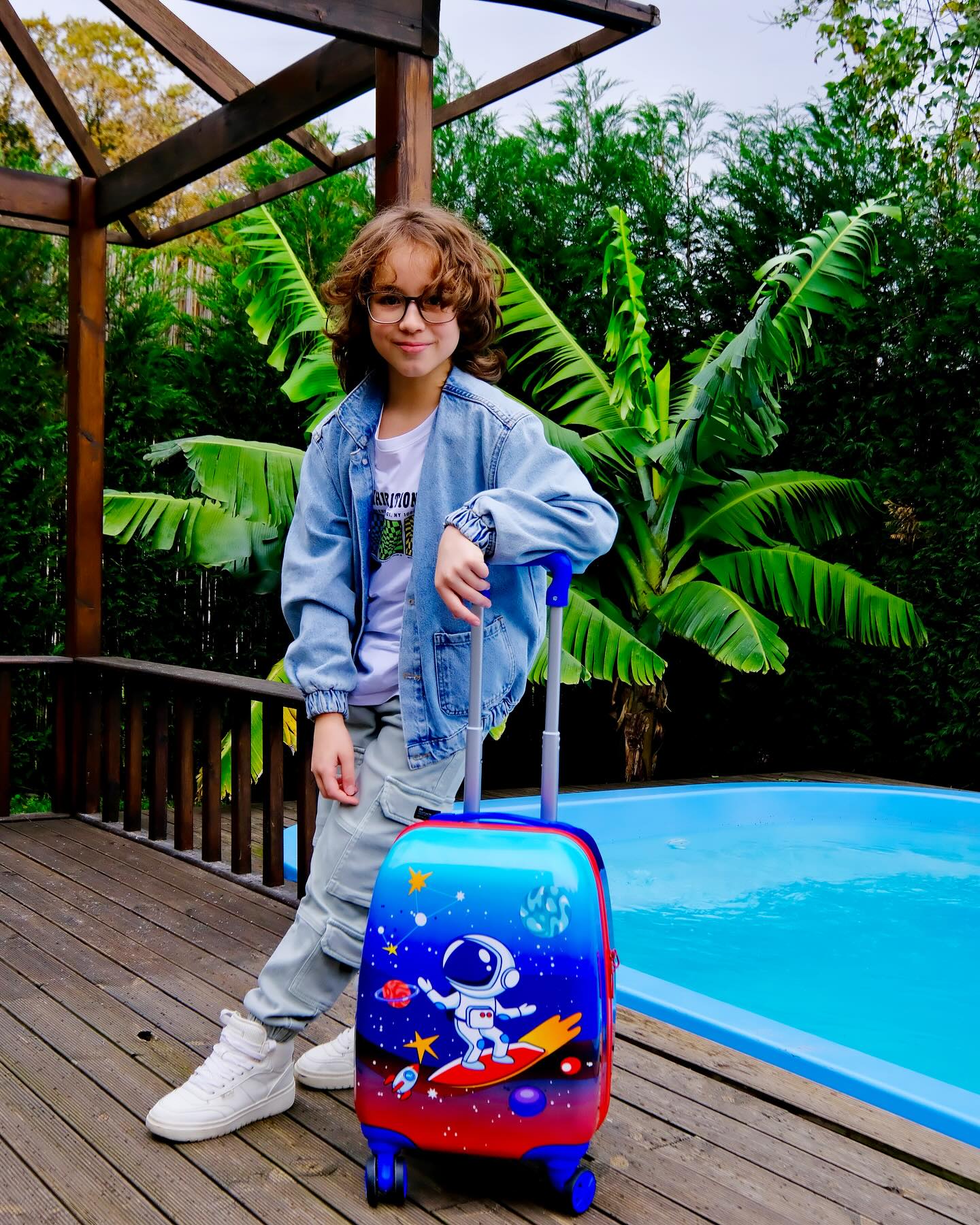 Troler pentru Copii Bezubi Junior, Model Astronaut, Bagaj de Cabina