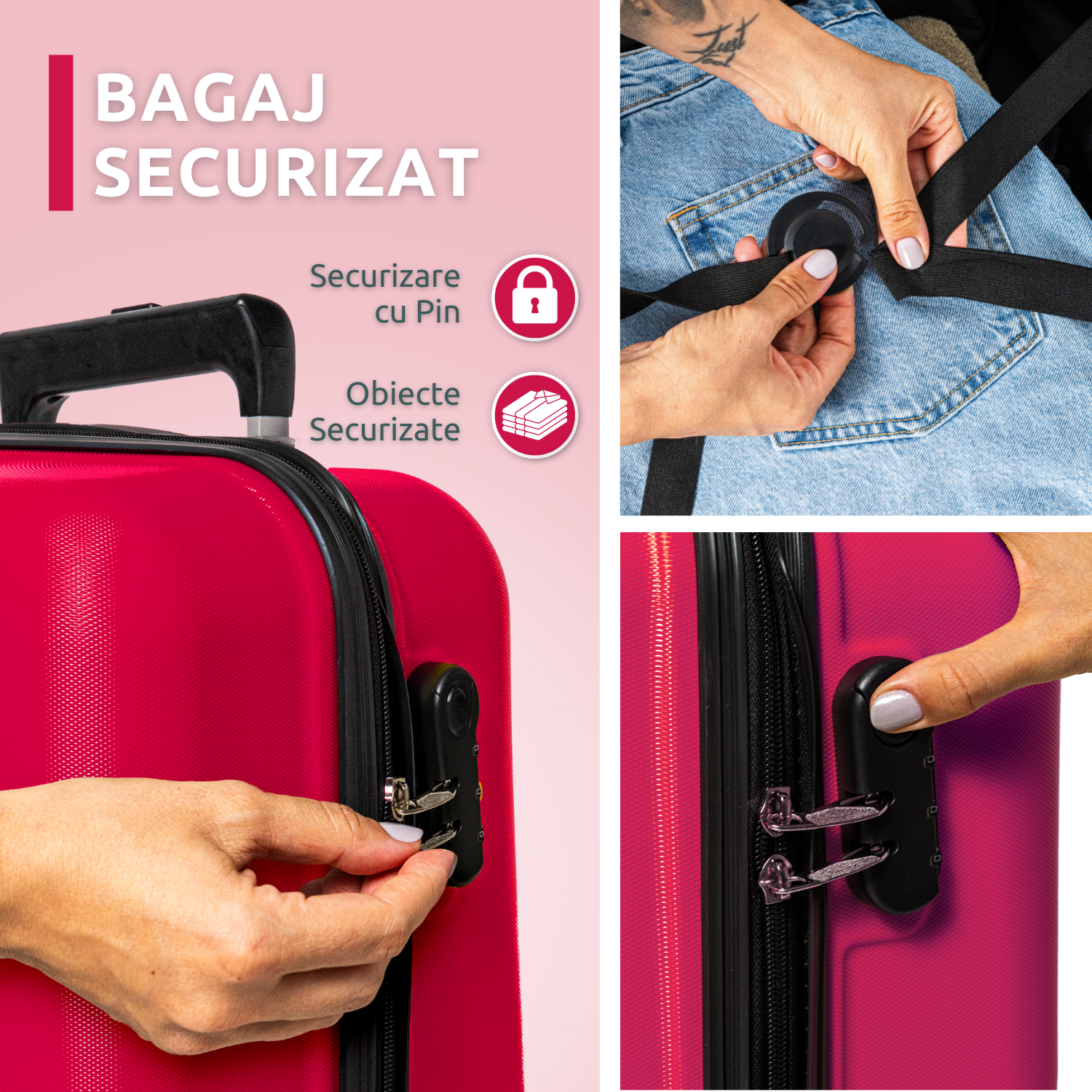 Troler Cabina Bezubi On the Go, Maner Telescopic, Fucsia