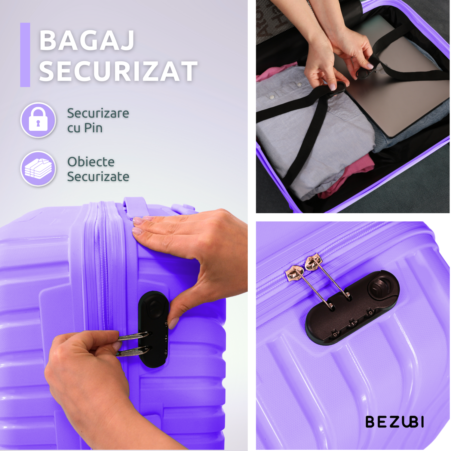 Set complet 3 trolere pentru vacanta, Mov