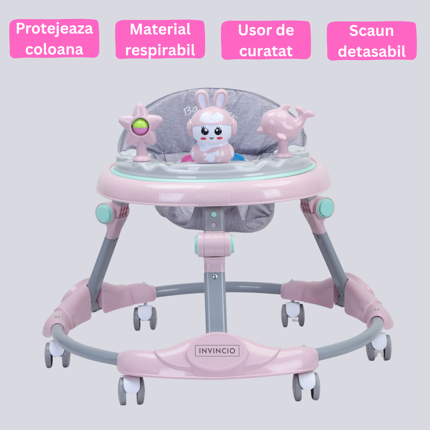 Invincio EasyStep – Premergator pliabil 6–36 luni, roz