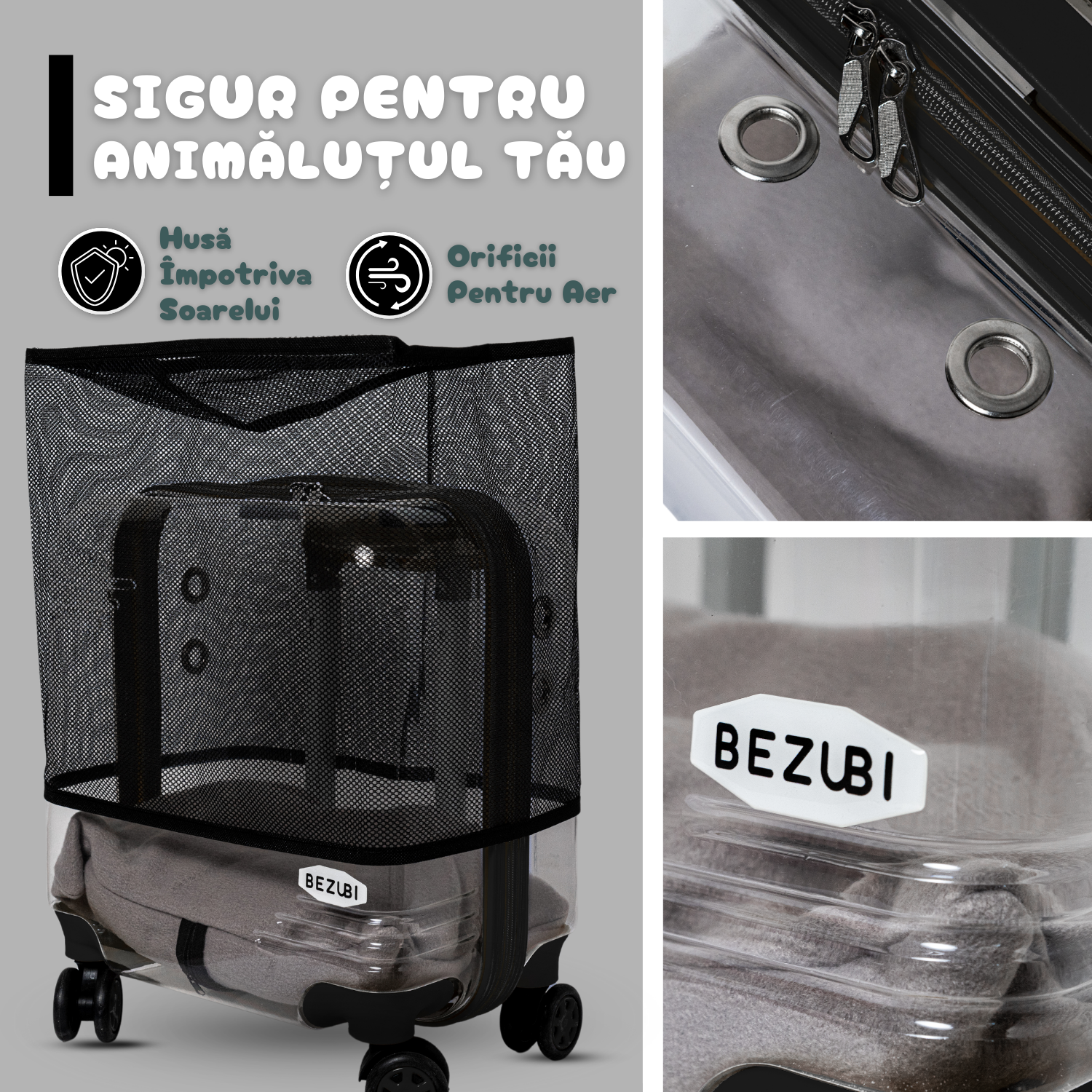 Troler Transport Bezubi Pet, pentru Animale de Companie, Negru