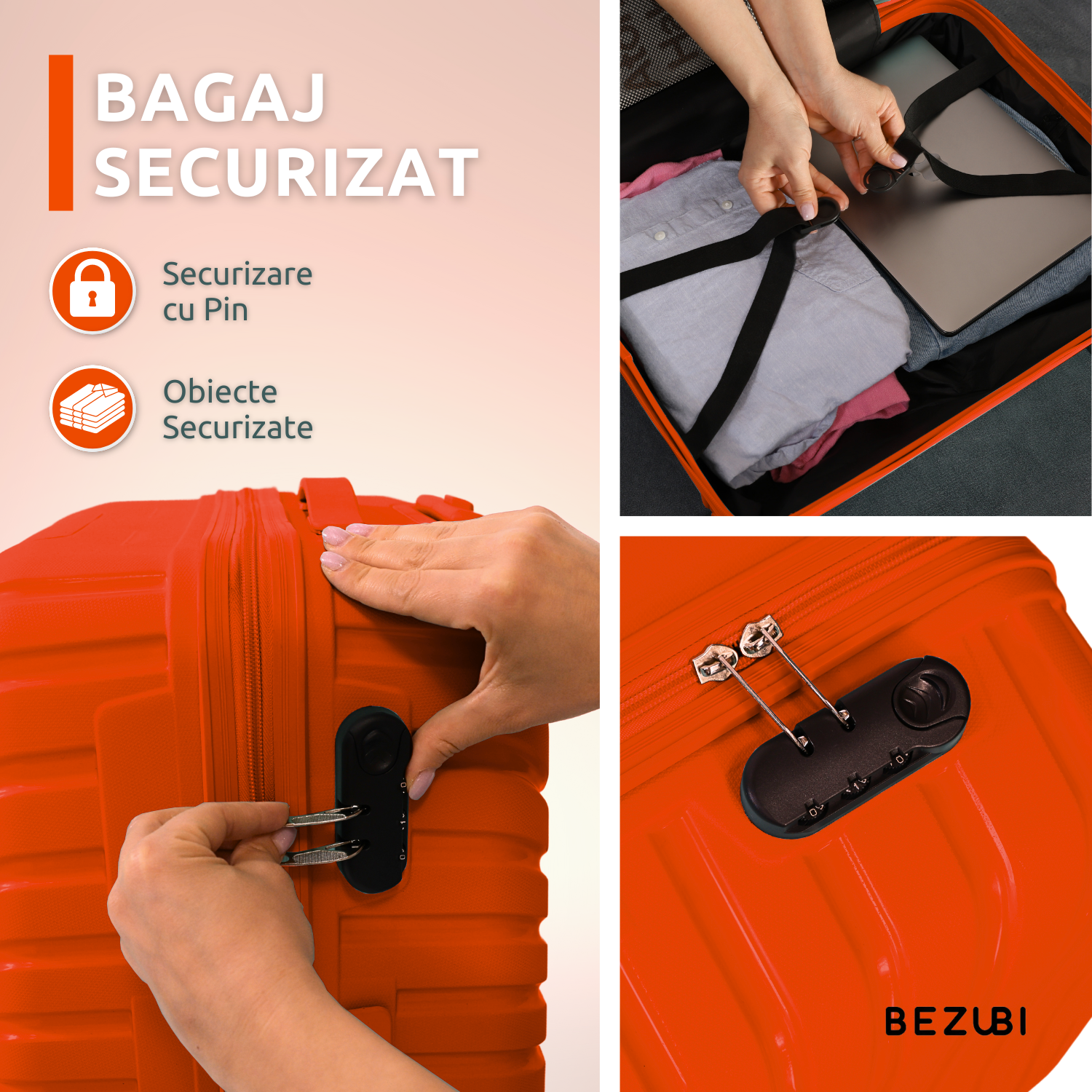 Set complet 3 trolere pentru vacanta, Portocaliu