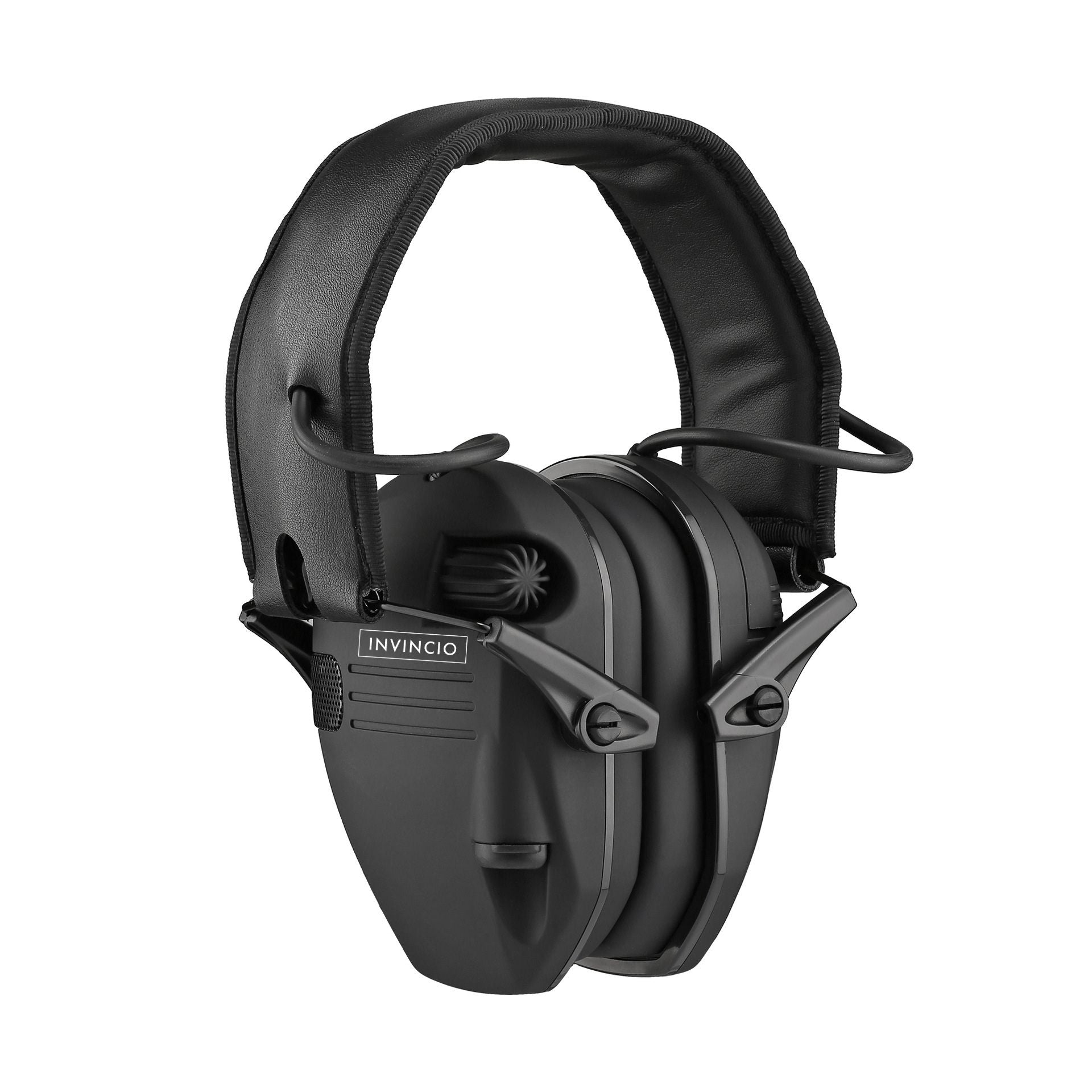 Casti tactice antifon activ INVINCIO® W1, protectie auz, antifonate electronic, doua microfoane, filtrare zgomot ambiental, sensibilitate reglabila, profil redus, conectare audio prin jack, pentru poligon, vanatoare, paintball, airsoft, Negru Mat