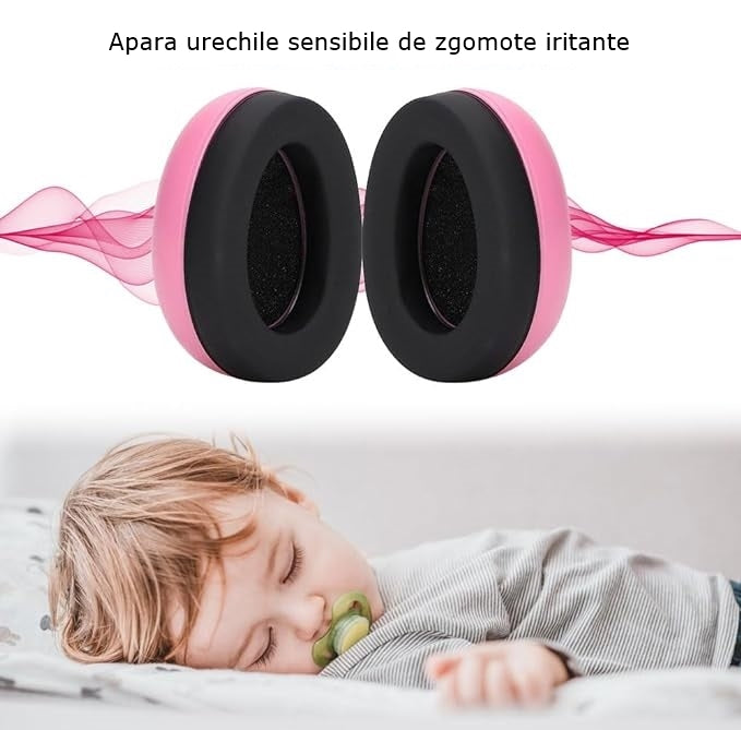 Casti Antifonate Invincio Baby Protection pentru bebelusi, protectie auditiva, marime reglabila, bebelusi 3-36 luni, culoare roz