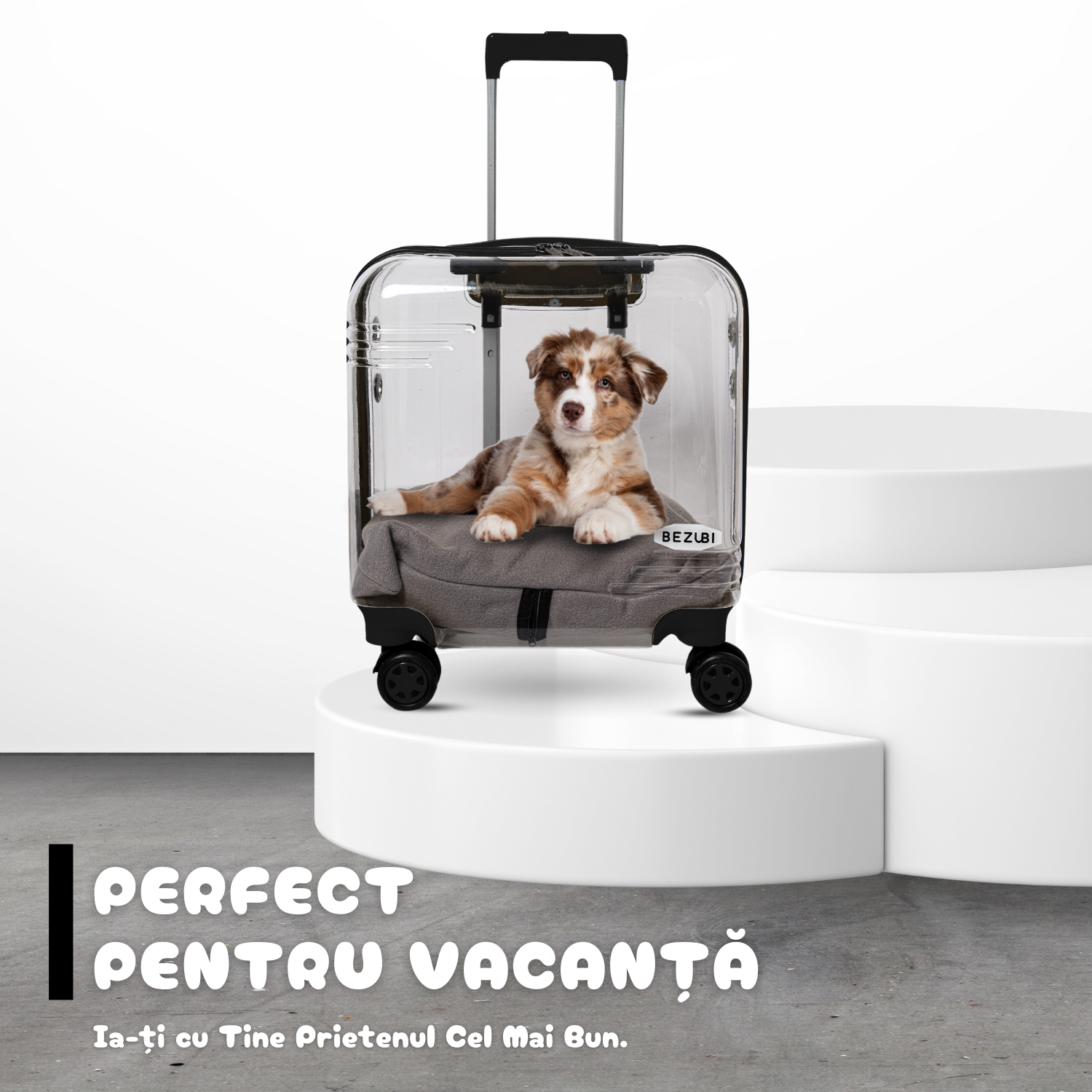 Troler Transport Bezubi Pet, pentru Animale de Companie, Negru