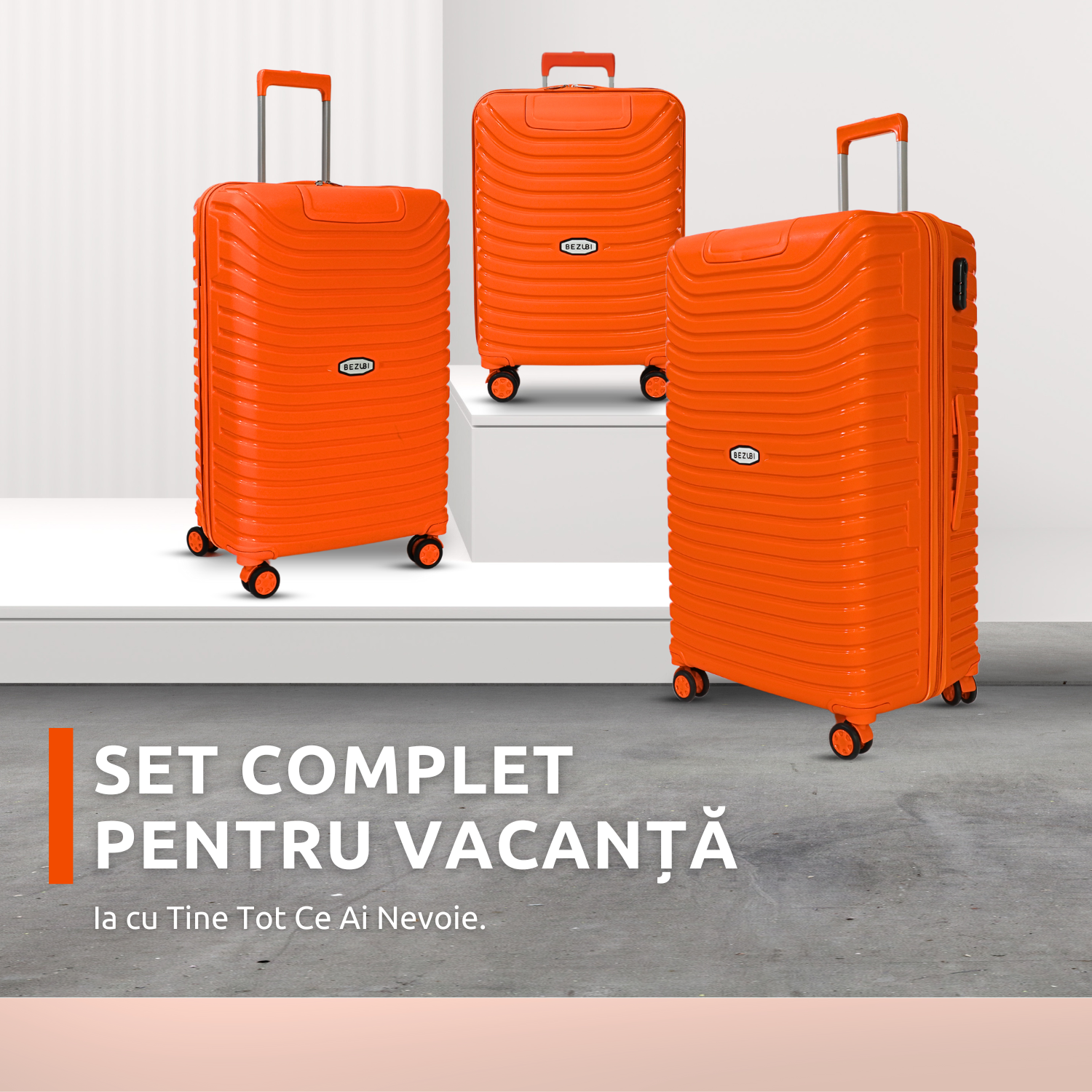 Set complet 3 trolere pentru vacanta, Portocaliu