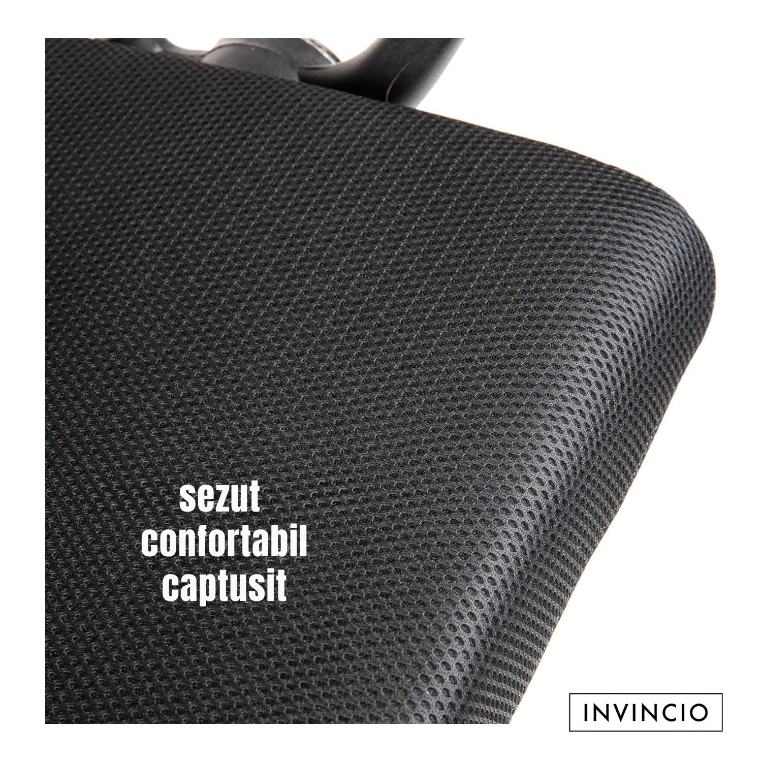 Invincio SmartFit 2 – Scaun ergonomic cu spatar mesh si tetiera, negru