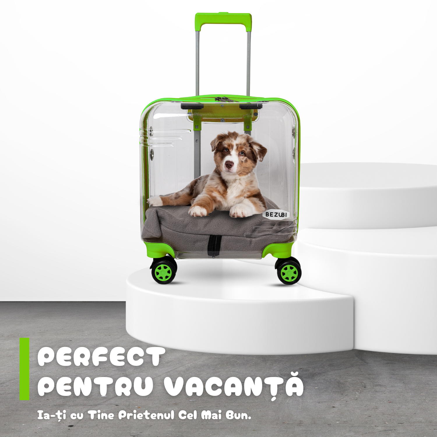 Troler Transport Bezubi Pet, pentru Animale de Companie, Verde