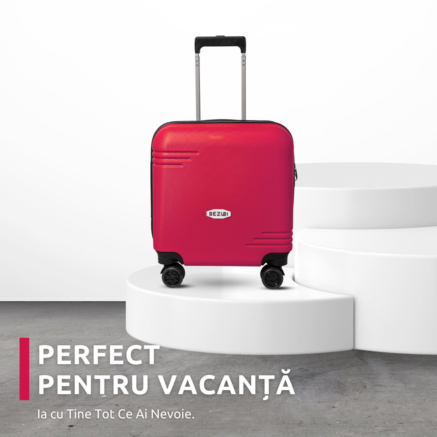 Troler Cabina Bezubi On the Go, Maner Telescopic, Fucsia