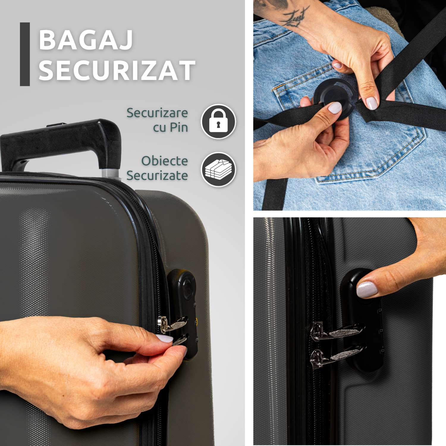 Troler Cabina Bezubi On the Go, Maner Telescopic, Gri Petrol