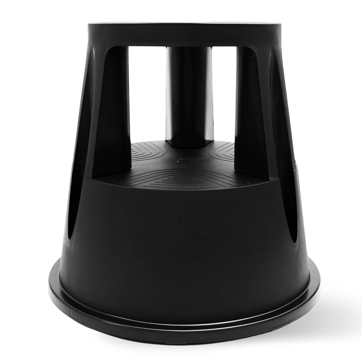 Taburet inaltator Bezubi Practic, tip scaun mobil cu role autoblocante, tip scara cu 2 trepte, ergonomic, versatil, stabil, sigur si confortabil, anti-alunecare, negru