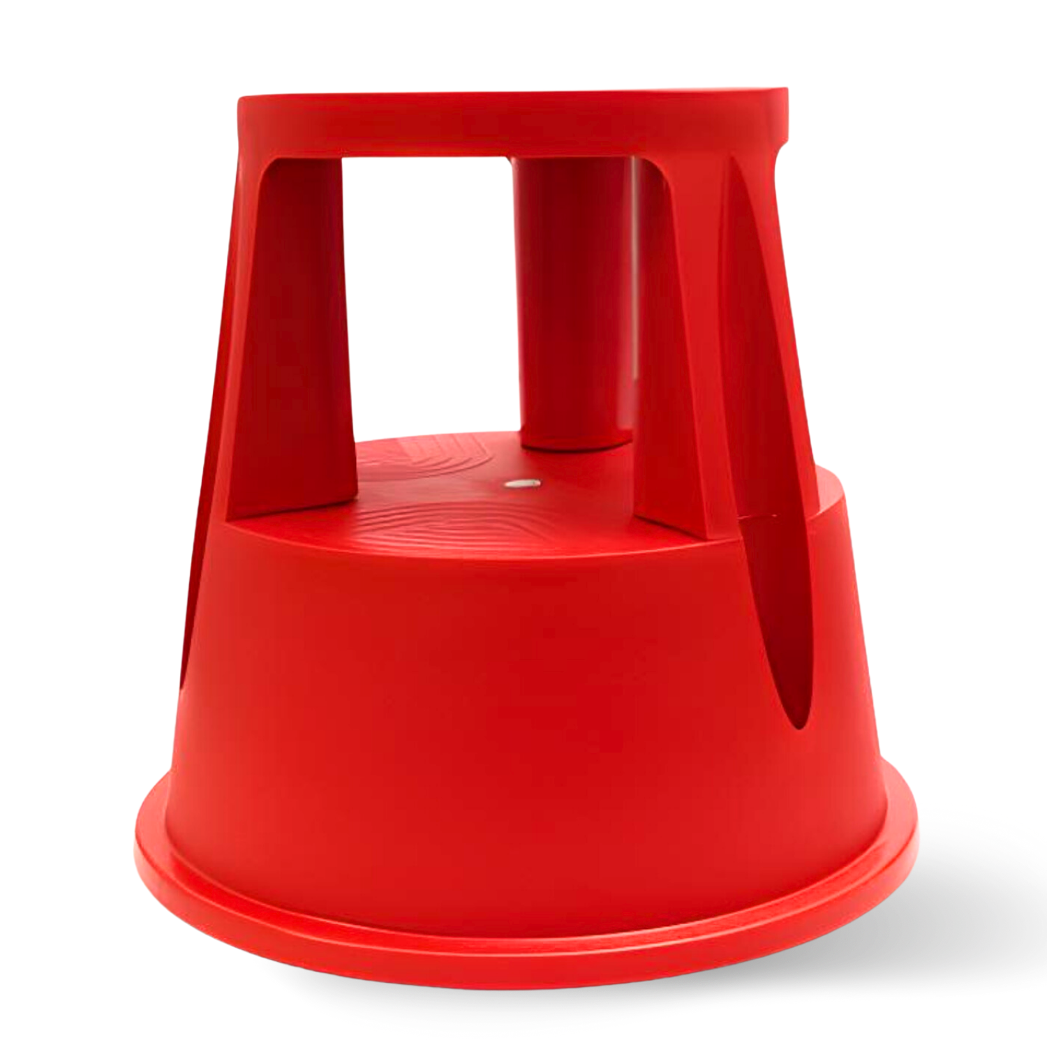 Taburet inaltator Bezubi Practic, tip scaun mobil cu role autoblocante, tip scara cu 2 trepte, ergonomic, versatil, stabil, sigur si confortabil, anti-alunecare, rosu