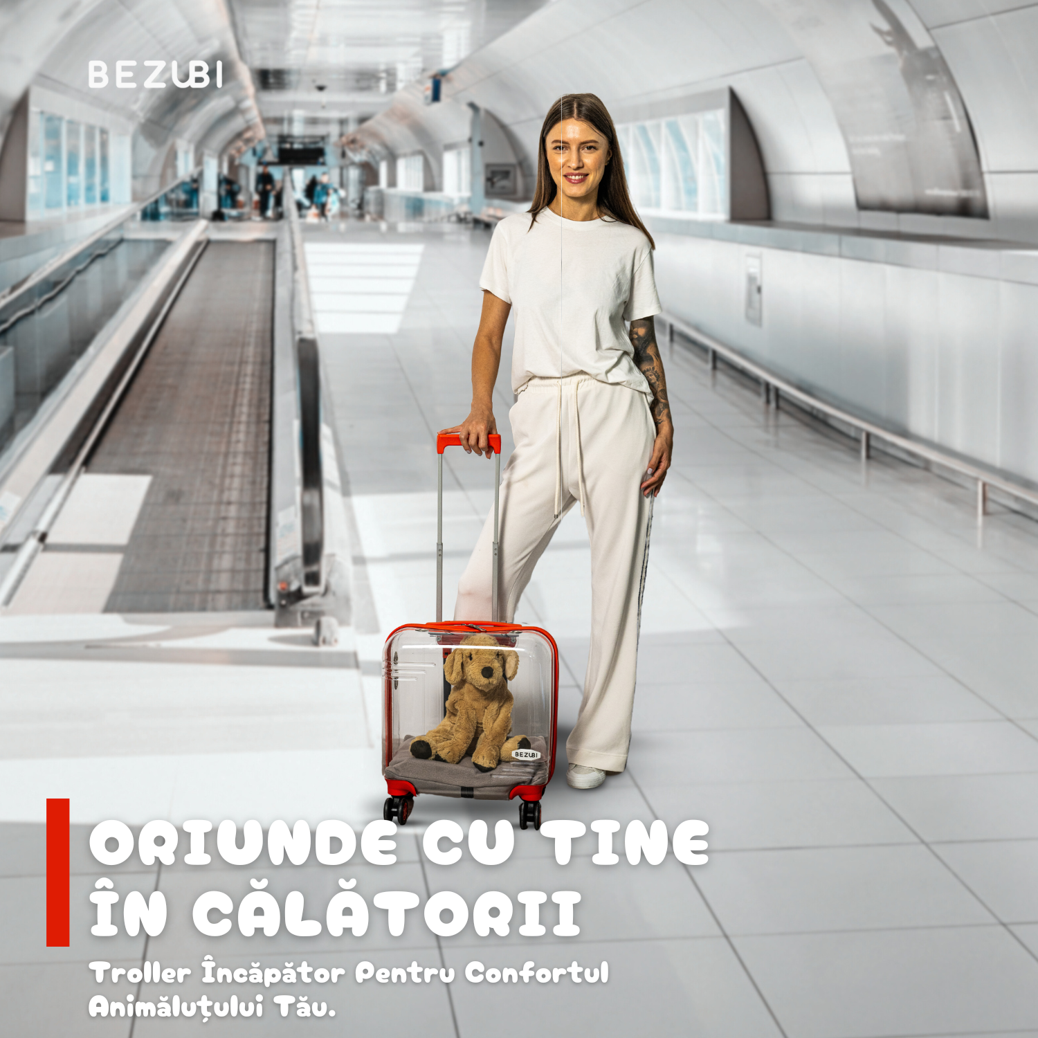 Troler Transport Bezubi Pet, pentru Animale de Companie, Portocaliu