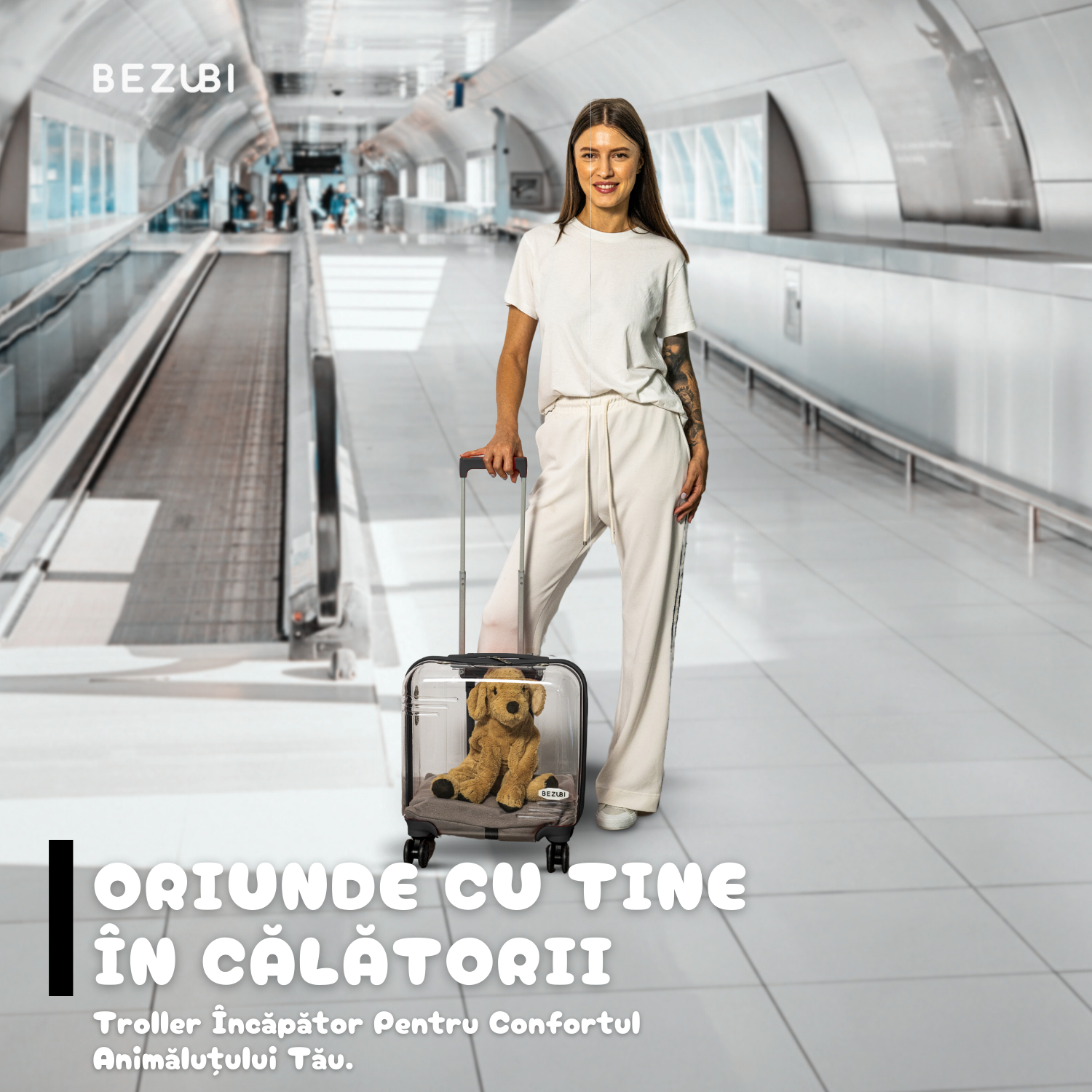 Troler Transport Bezubi Pet, pentru Animale de Companie, Negru