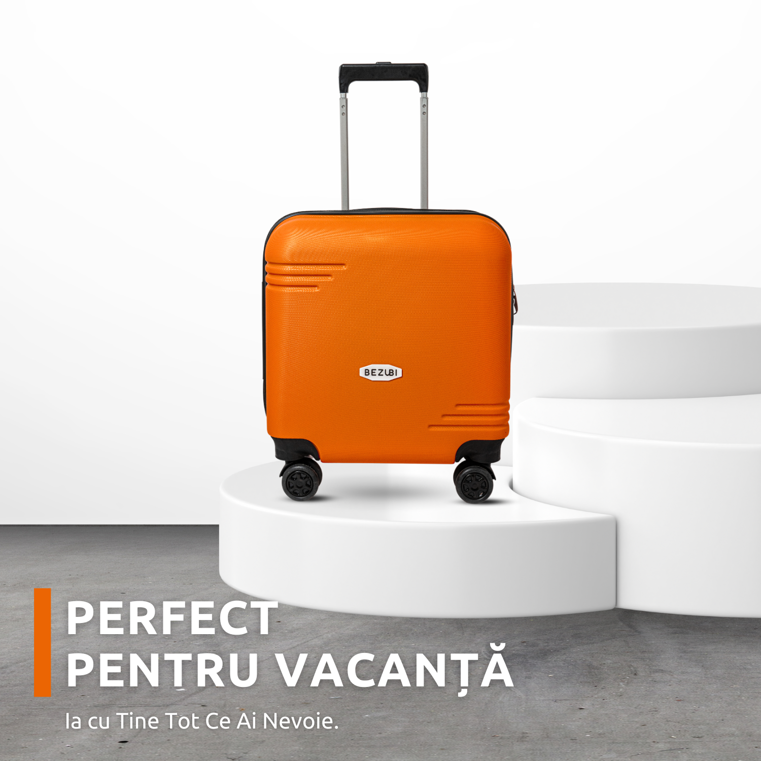 Troler Cabina Bezubi On the Go, Maner Telescopic, Portocaliu Perlat