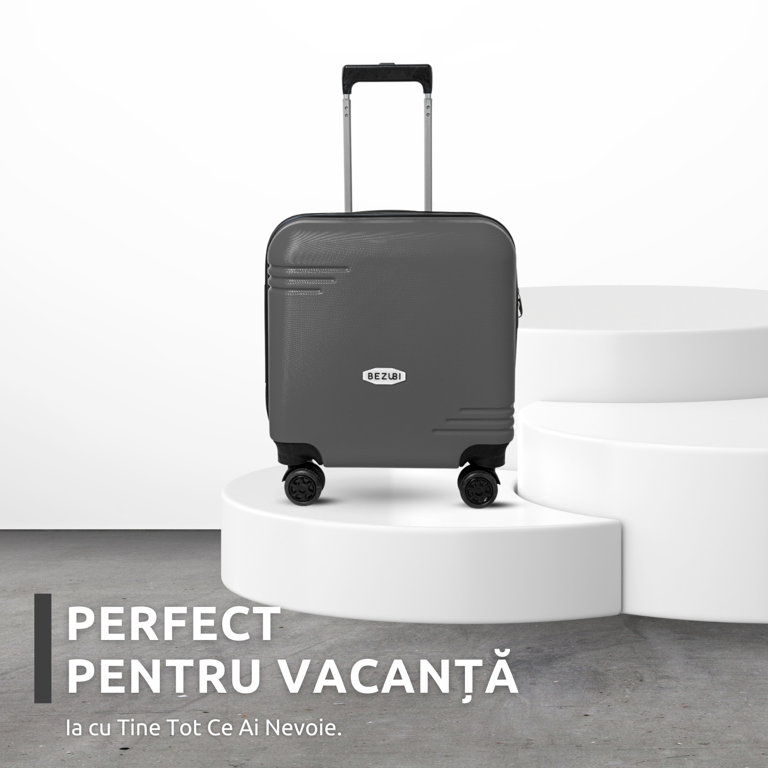 Troler Cabina Bezubi On the Go, Maner Telescopic, Negru Obsidian