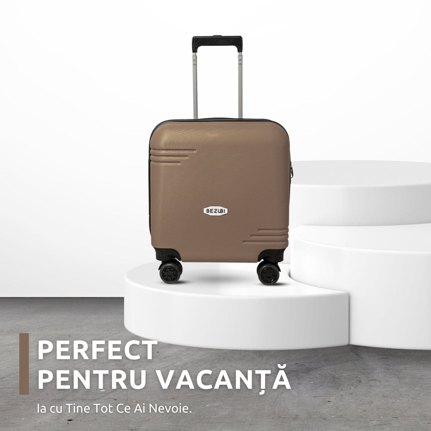 Troler Cabina Bezubi On the Go, Maner Telescopic, Golden Bronze