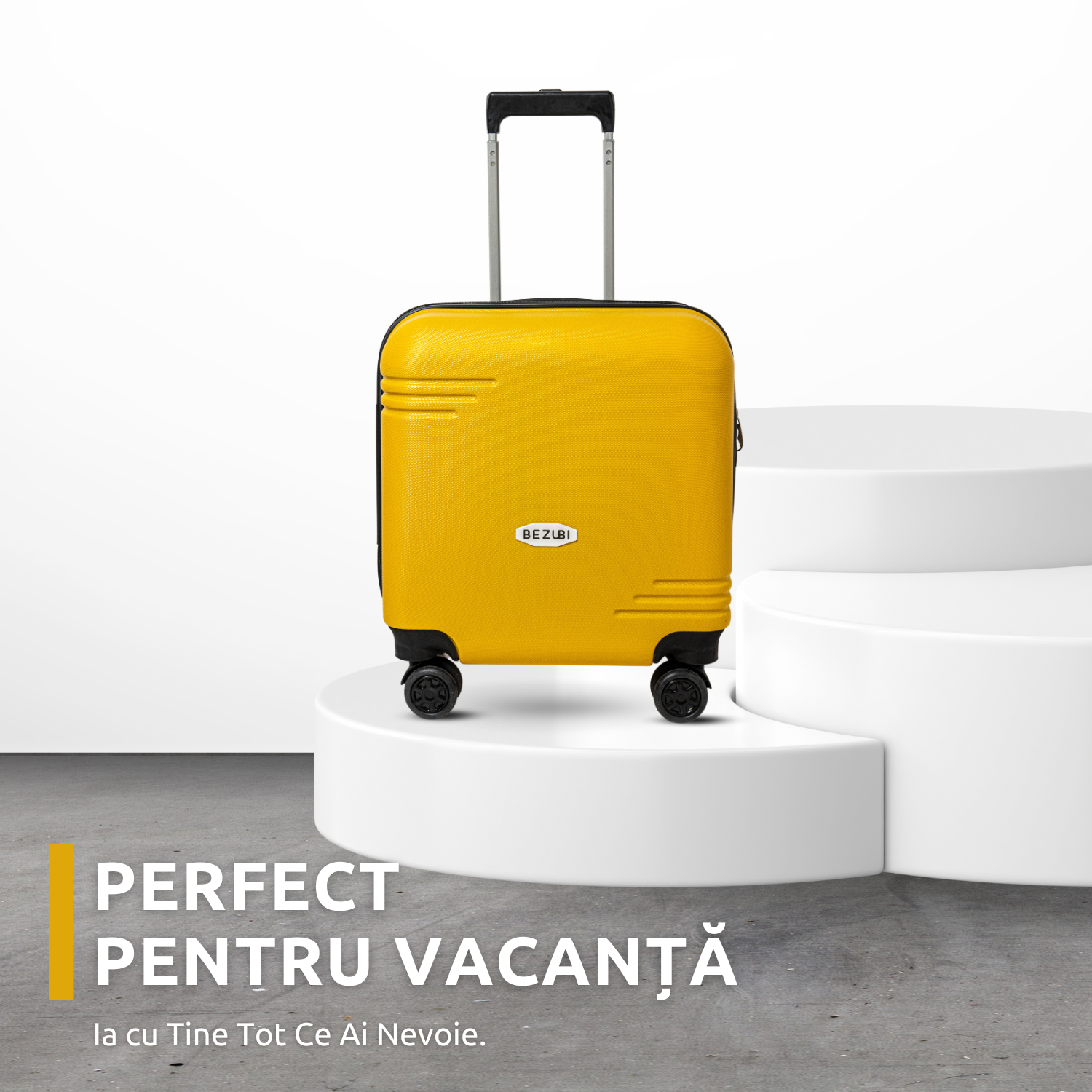 Troler Cabina Bezubi On the Go, Maner Telescopic, Galben Imperial