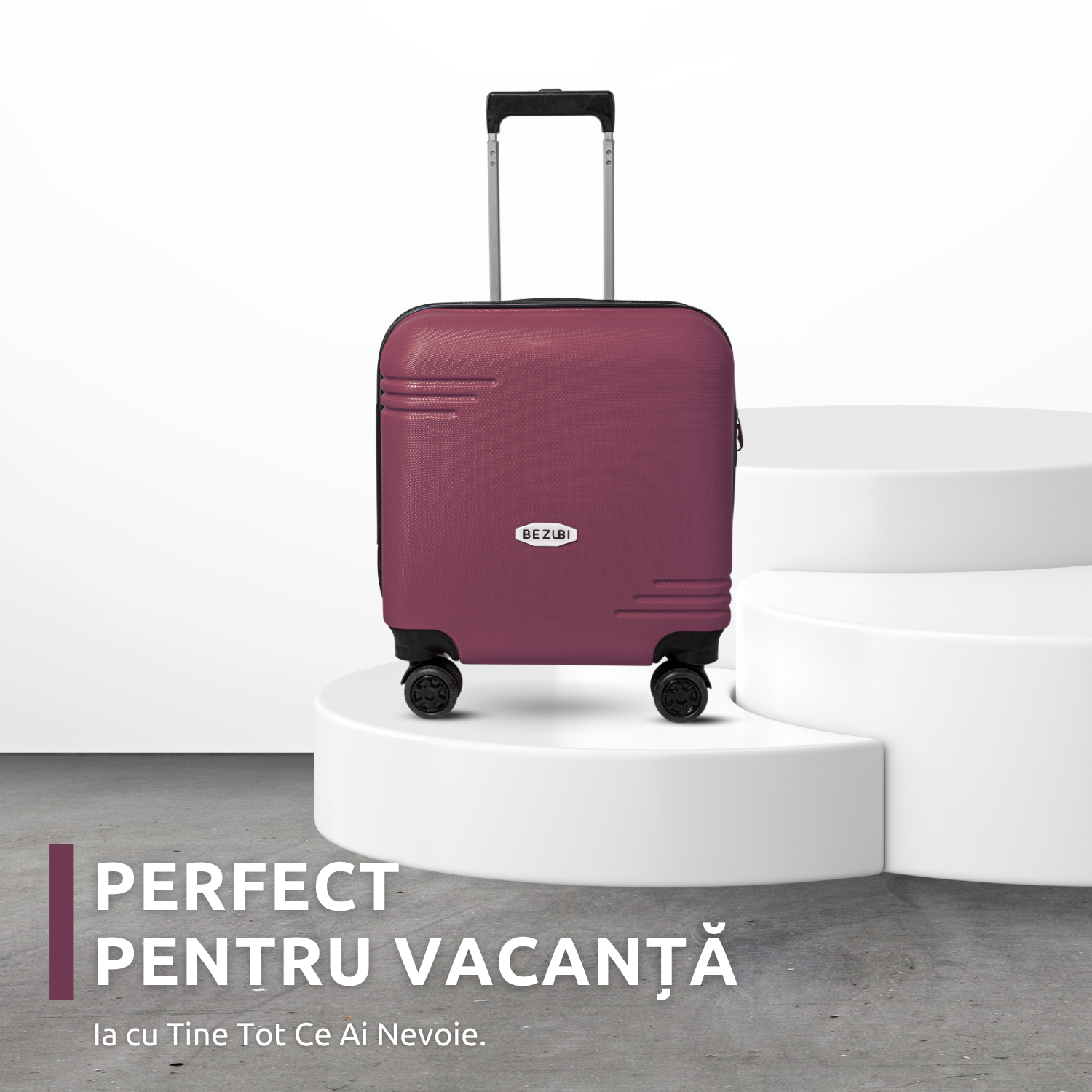 Troler Cabina Bezubi On the Go, Maner Telescopic, Roz Mineral