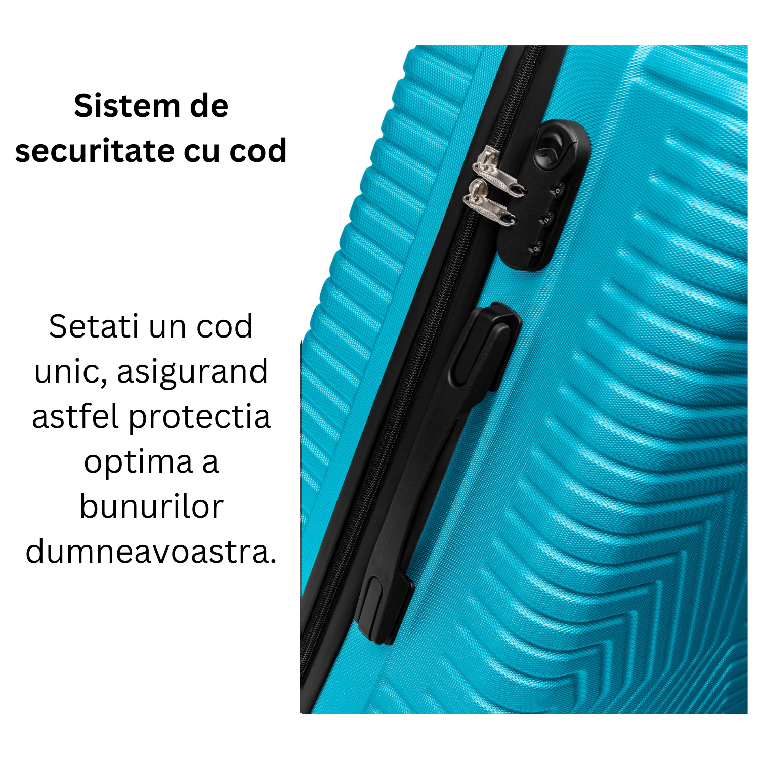 Set Geanta Cosmetica Make-up Bezubi Glam si Troler Cabina avion POLO, turcoaz