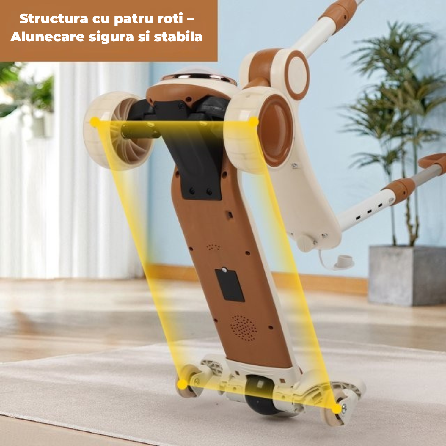 Invincio Scooter 1–6 ani – Trotineta multifunctionala 4-in-1, bej