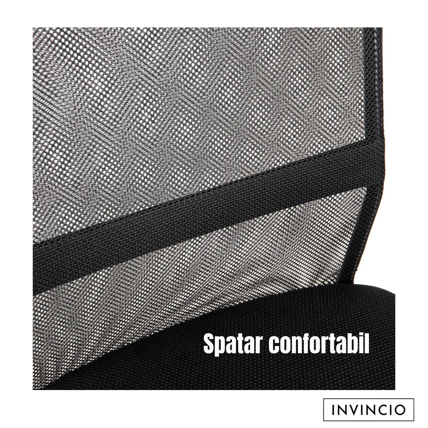 Invincio SmartFit 2 – Scaun ergonomic cu spatar mesh si tetiera, negru