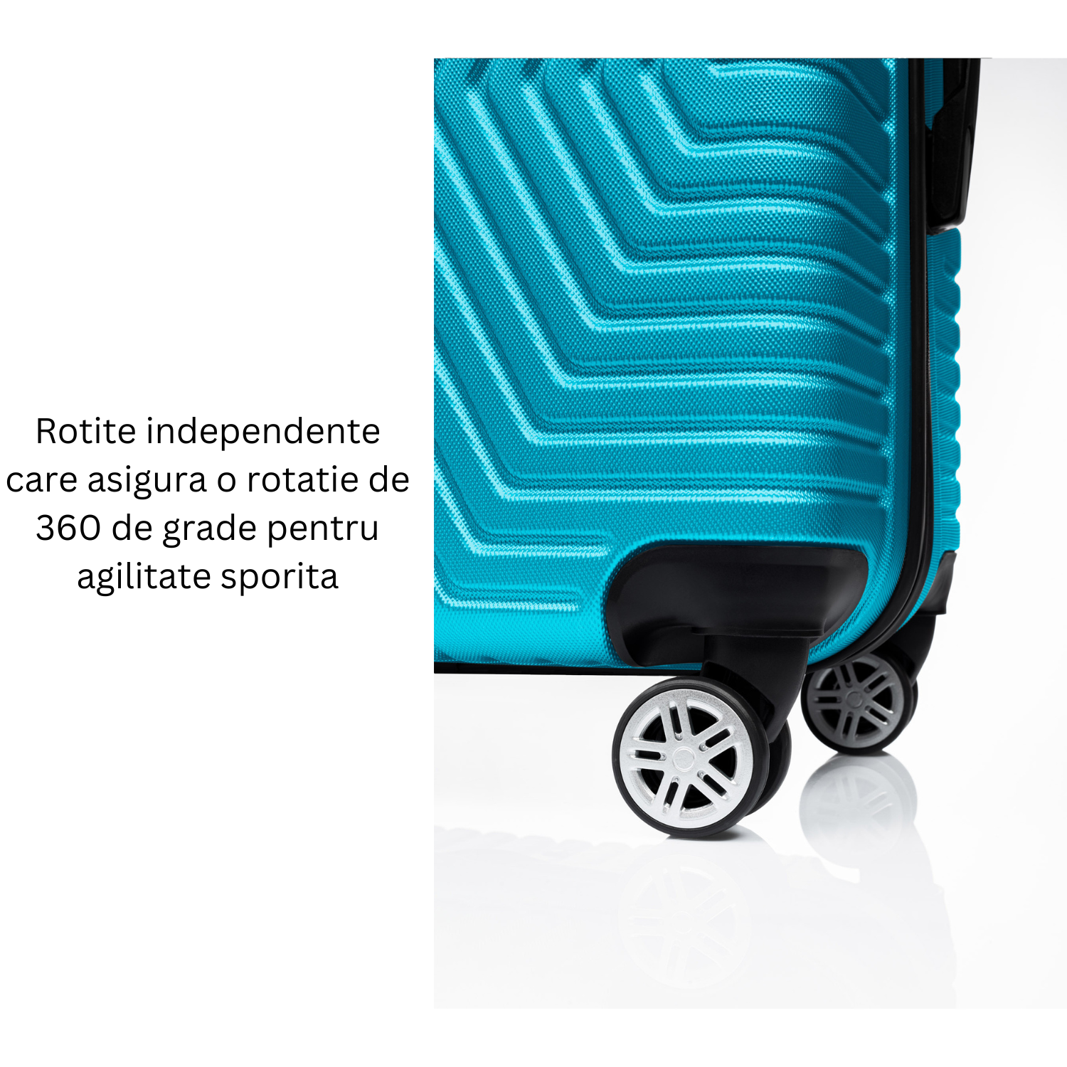 Set Geanta Cosmetica Make-up Bezubi Glam si Troler Cabina avion POLO, turcoaz