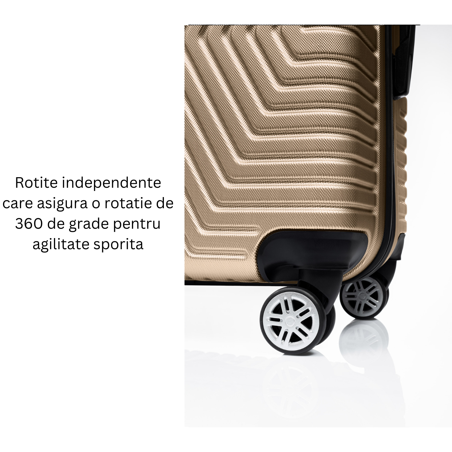 Set Geanta Cosmetica Make-up Bezubi Glam si Troler Cabina avion POLO, auriu