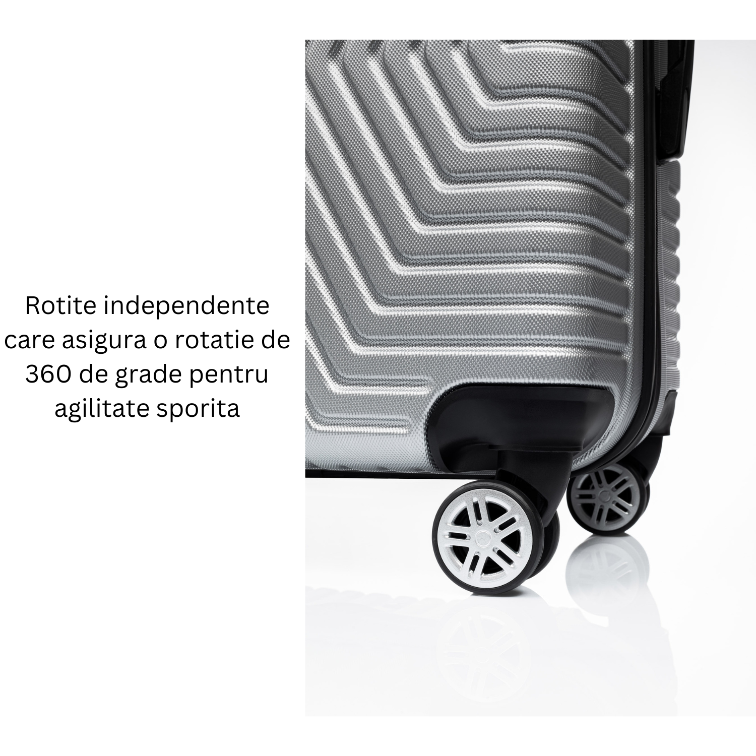 Set Geanta Cosmetica Make-up Bezubi Glam si Troler Cabina avion POLO, argintiu