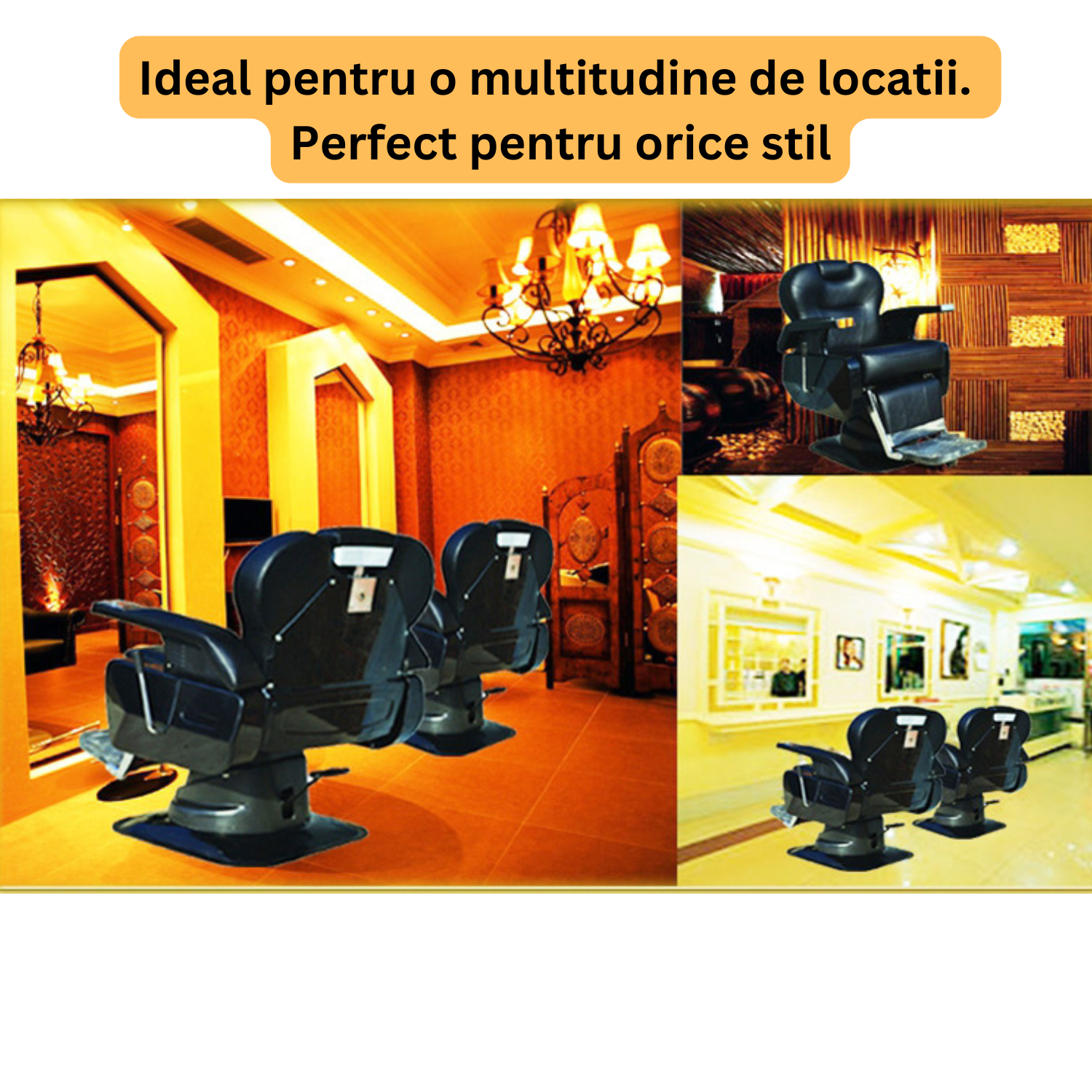 Scaun profesional pentru frizierie Invincio ProBarber 2, versatil, materiale premium, structura otel cromat, disc galvanizat, piston hidraulic, rotire la 360 de grade, spatar rabatabil, inaltime reglabila, piele ecologica, negru mat